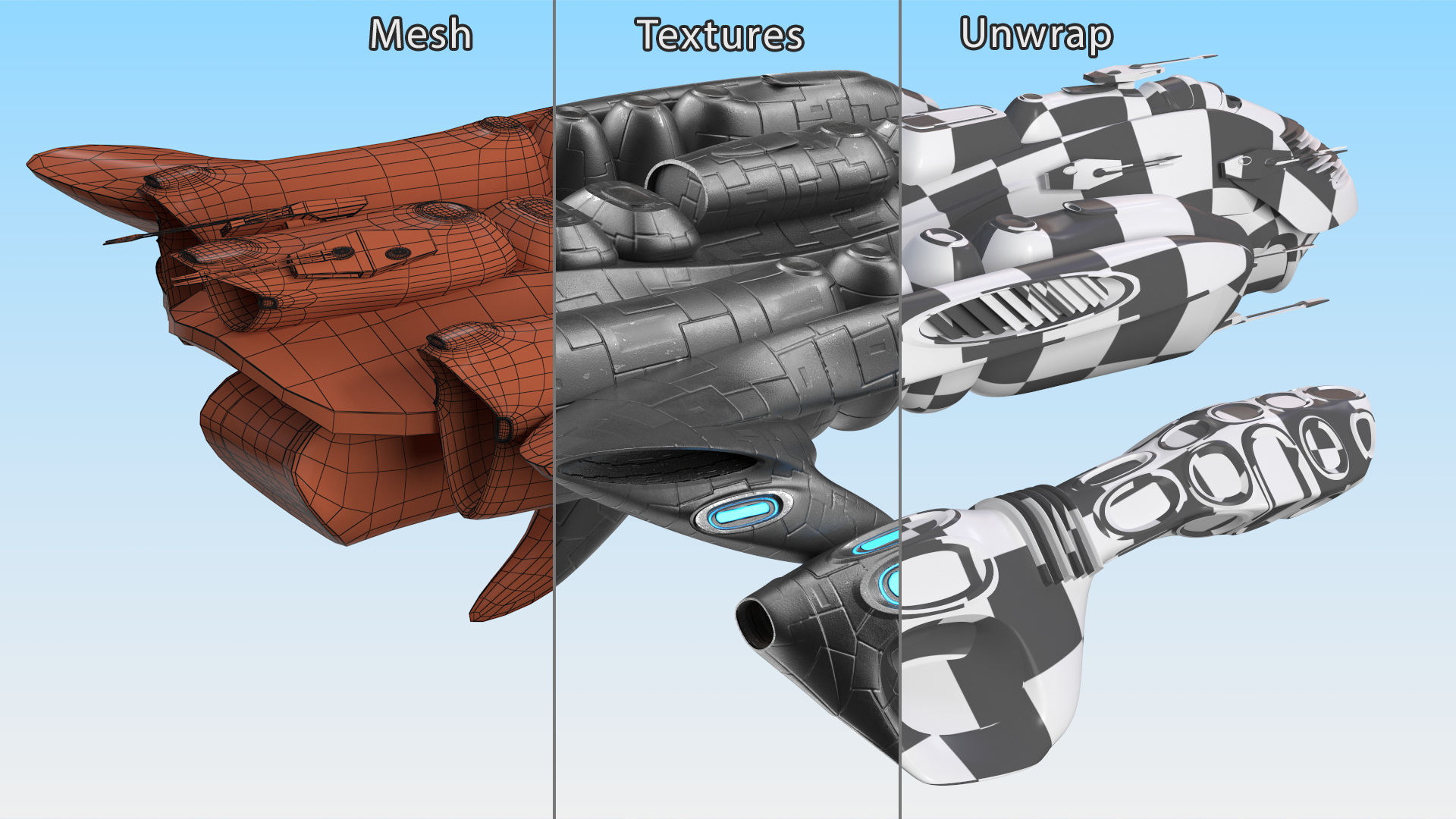 3D Sci-Fi Space Warship Black