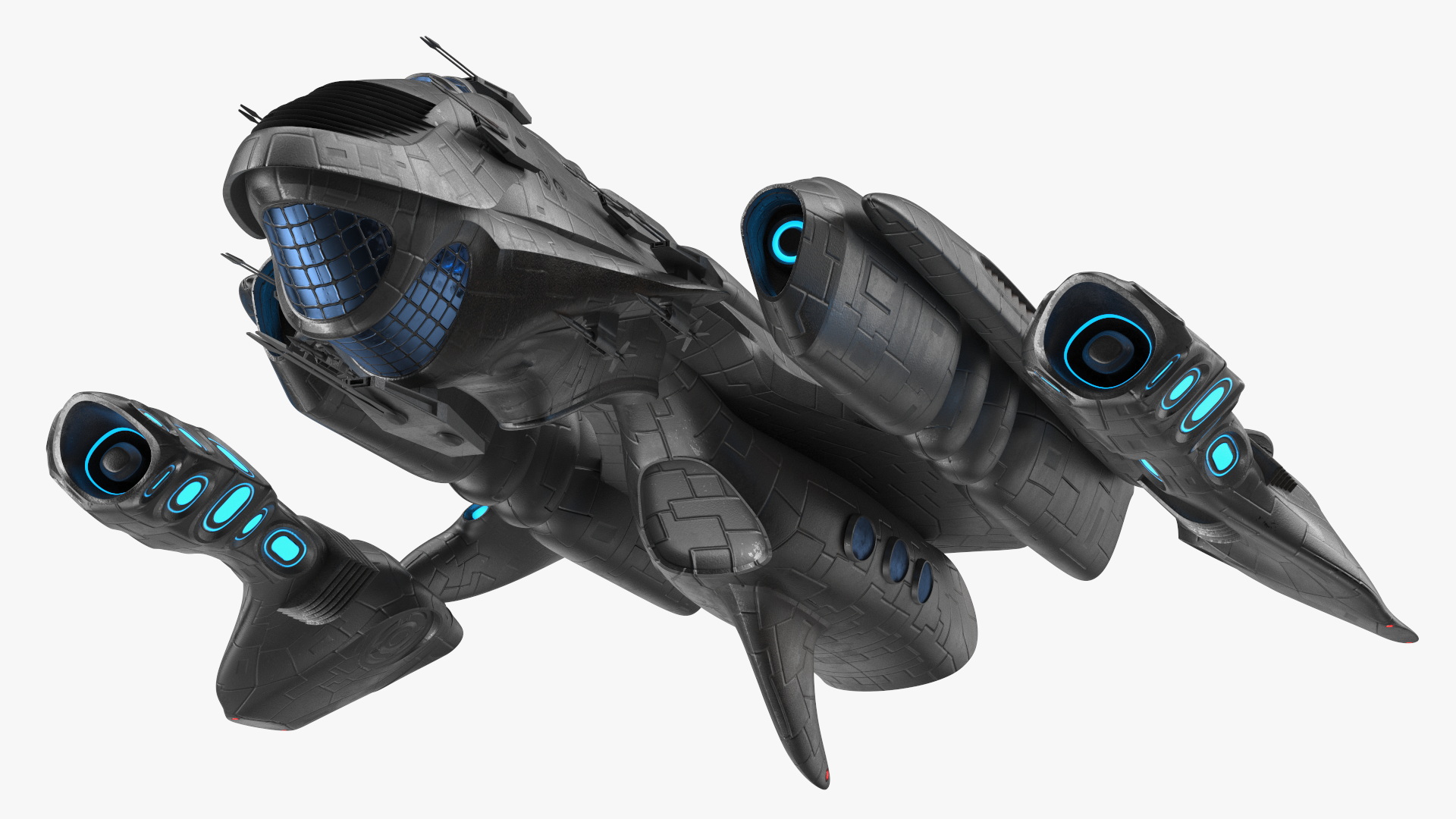 3D Sci-Fi Space Warship Black