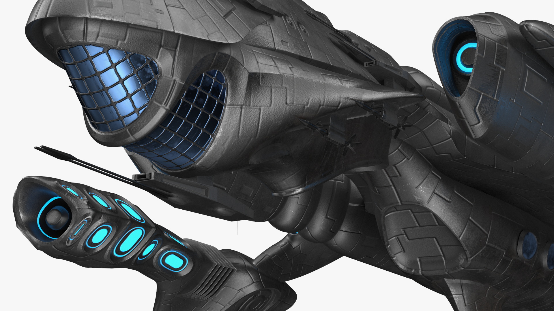 3D Sci-Fi Space Warship Black