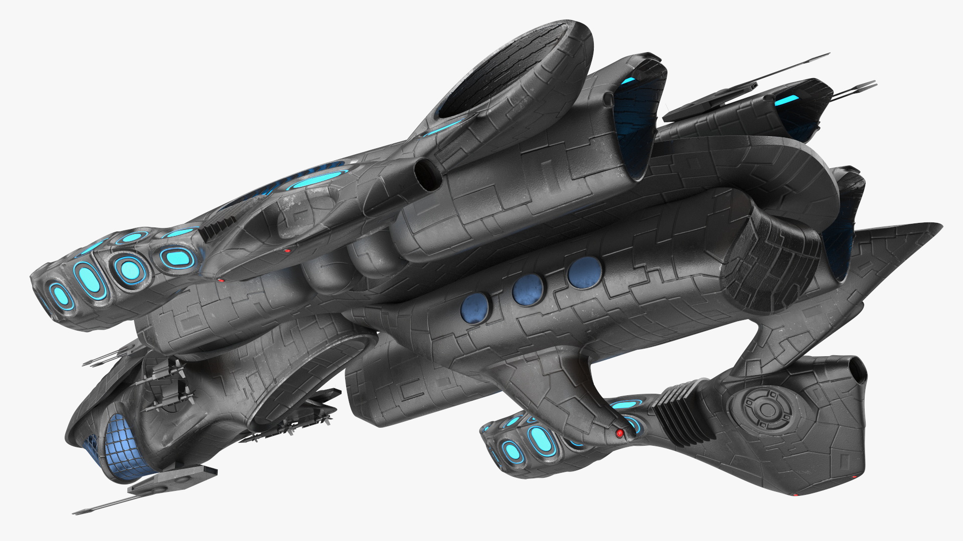 3D Sci-Fi Space Warship Black