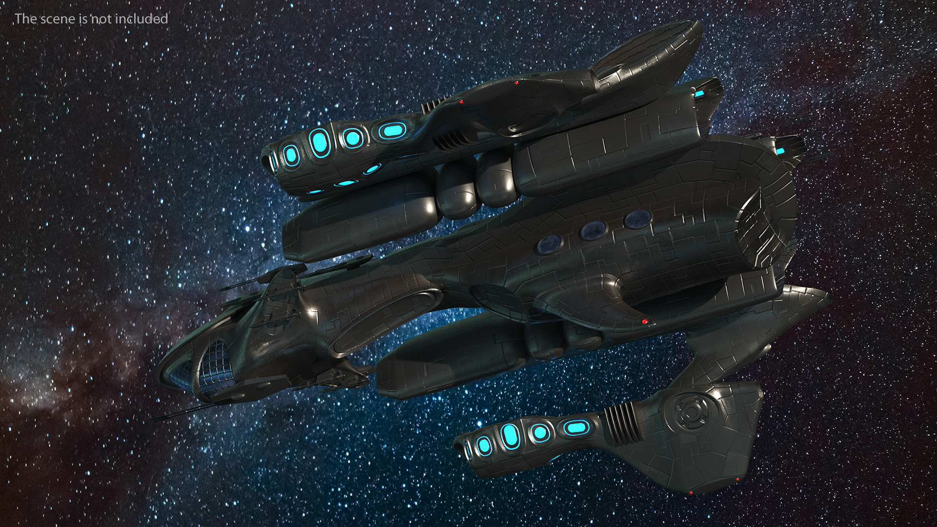 3D Sci-Fi Space Warship Black