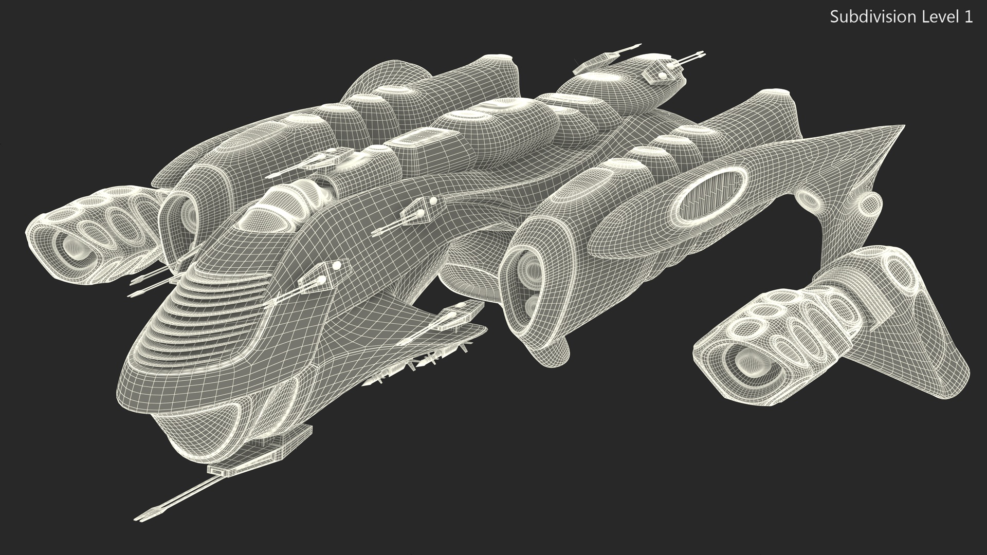 3D Sci-Fi Space Warship Black