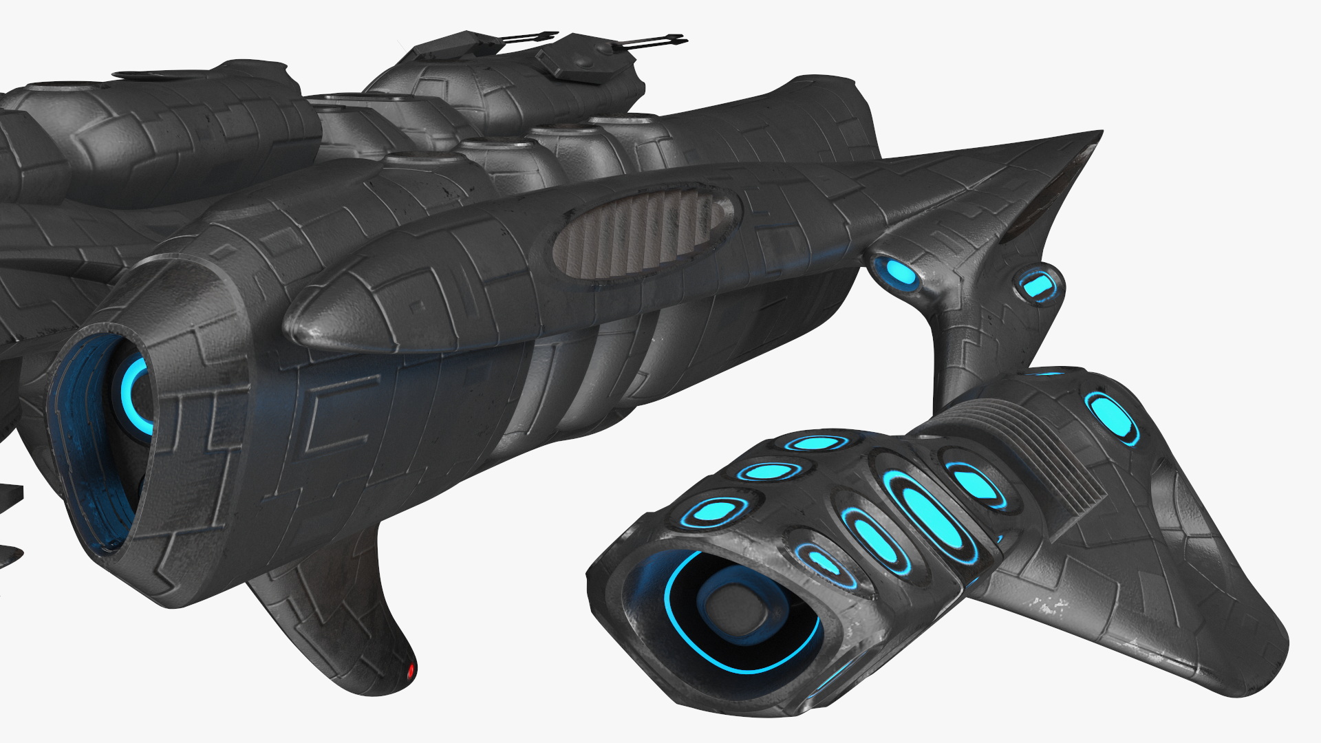 3D Sci-Fi Space Warship Black