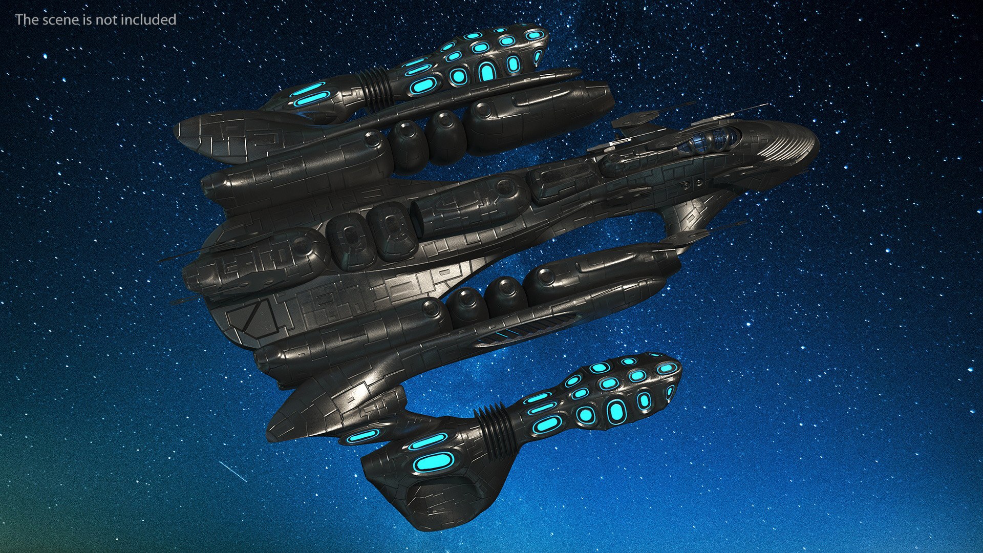 3D Sci-Fi Space Warship Black