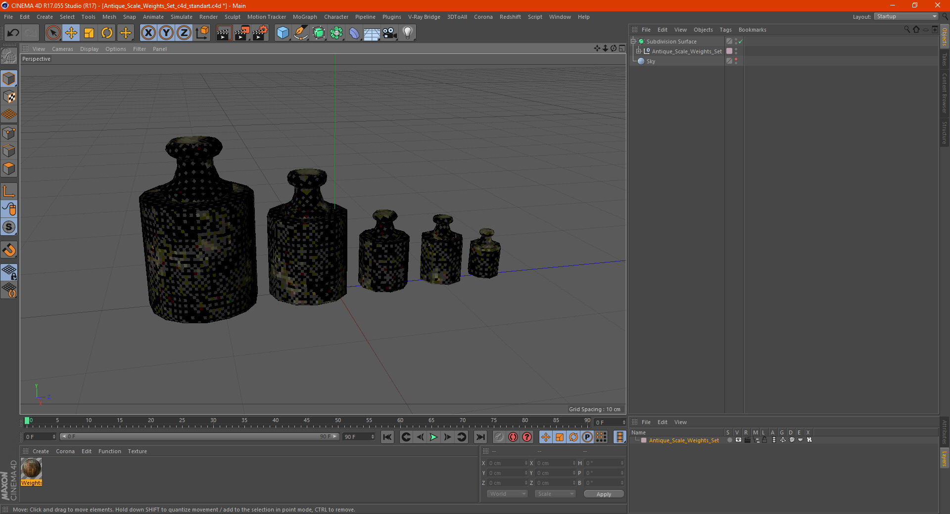 3D model Antique Scale Weights Set