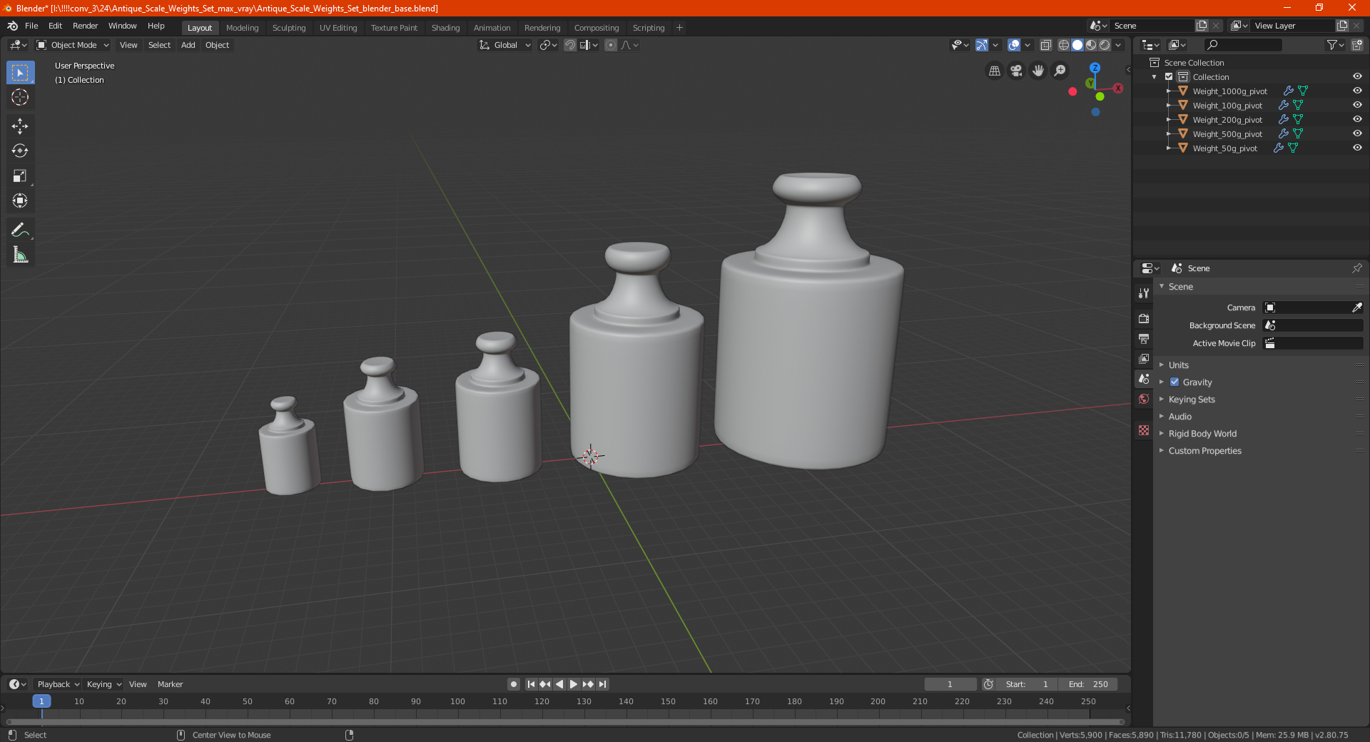 3D model Antique Scale Weights Set