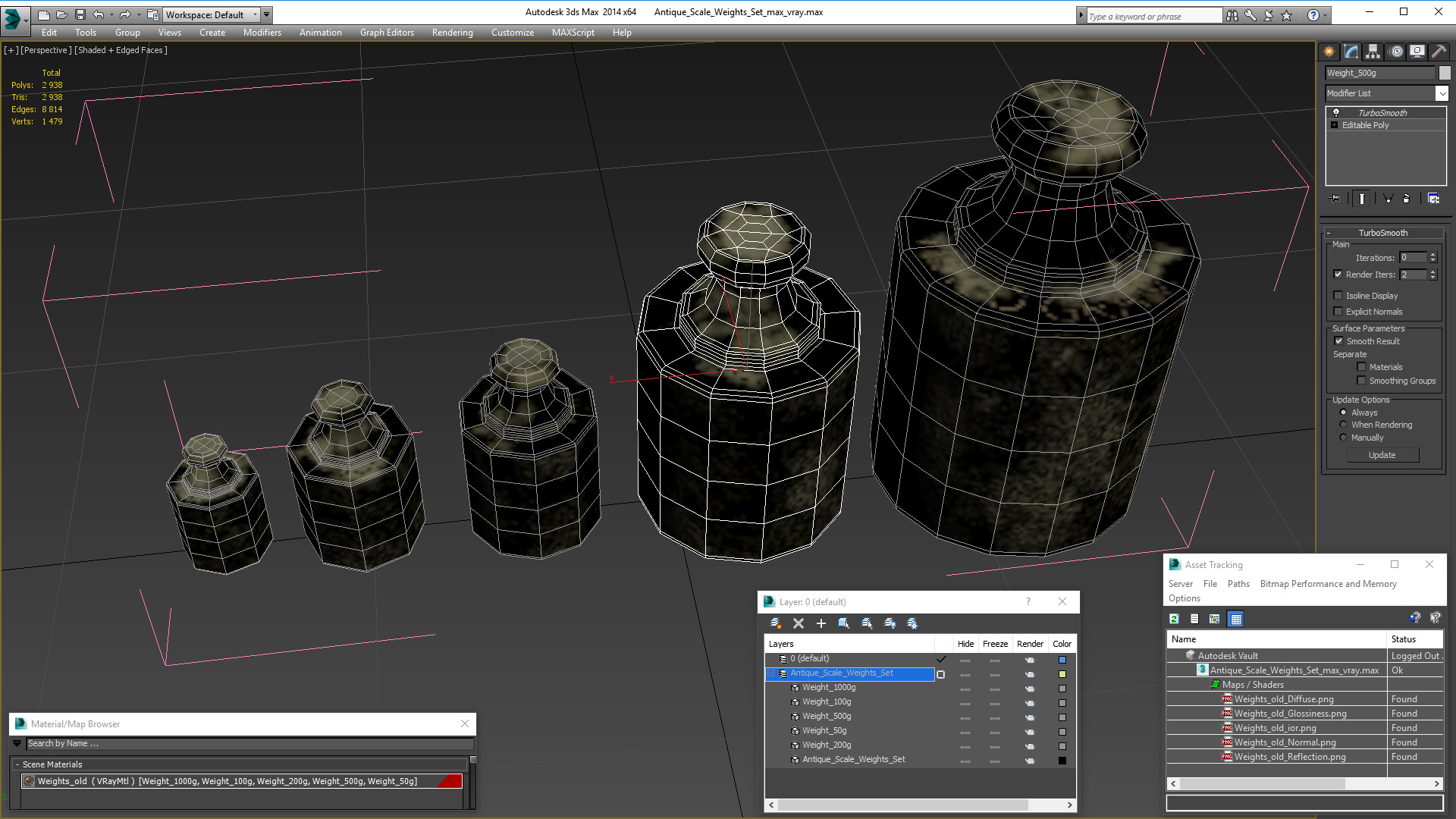3D model Antique Scale Weights Set