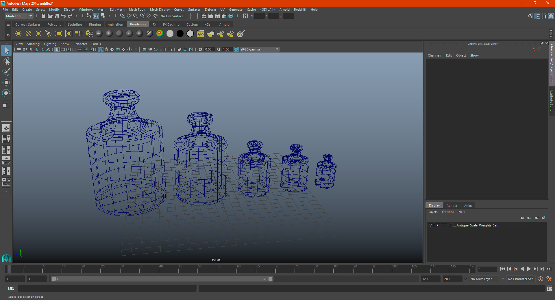 3D model Antique Scale Weights Set