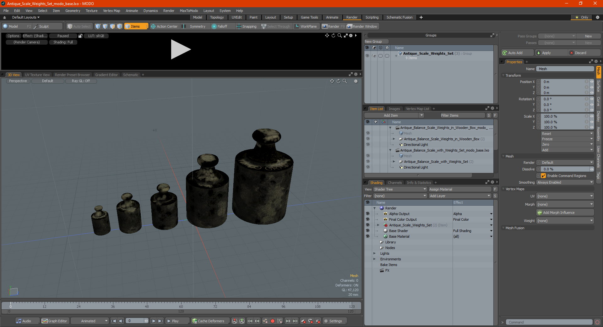 3D model Antique Scale Weights Set