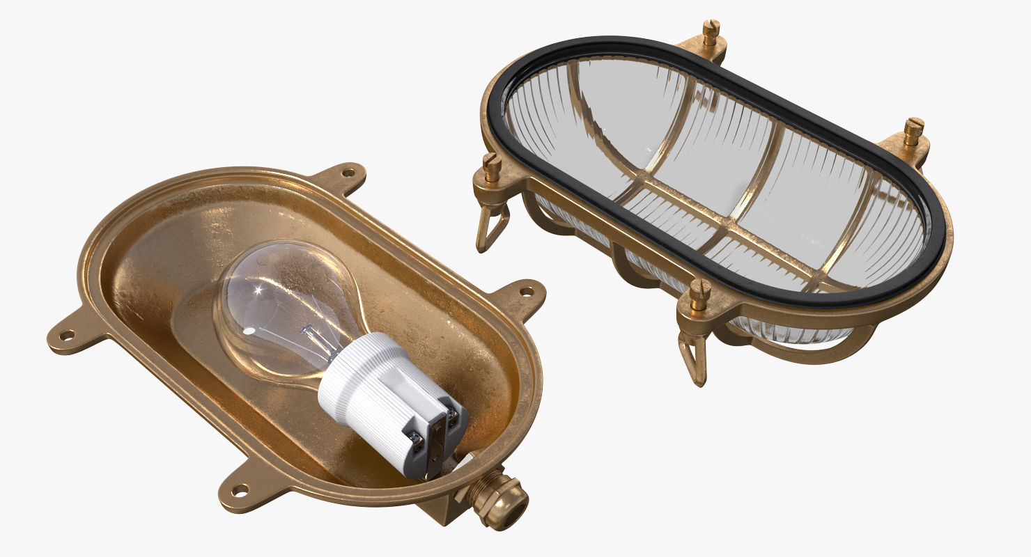 3D Vintage Bulkhead Light Brown model