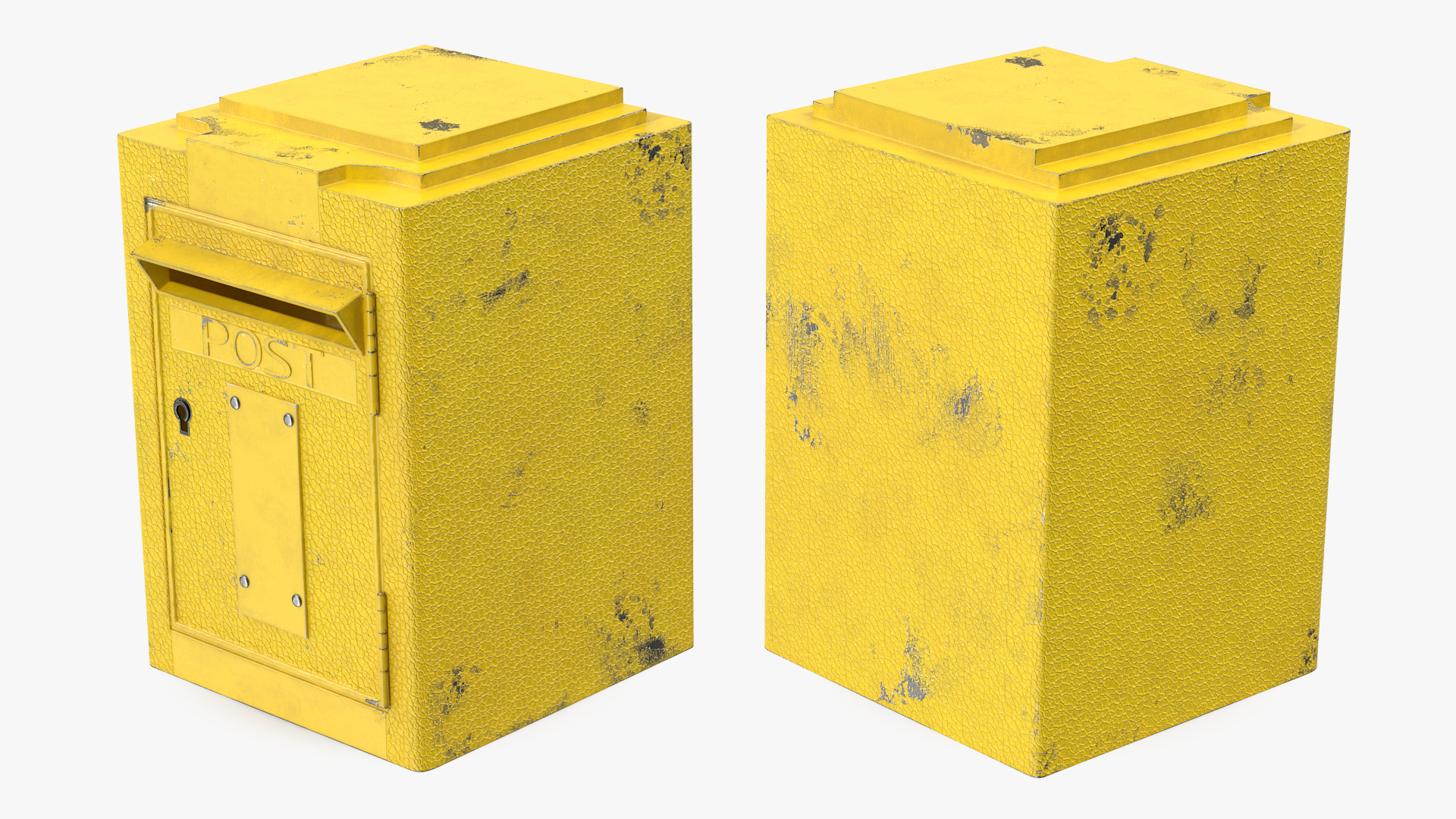 Vintage Wall Mounted Yellow Mailbox Old 3D model