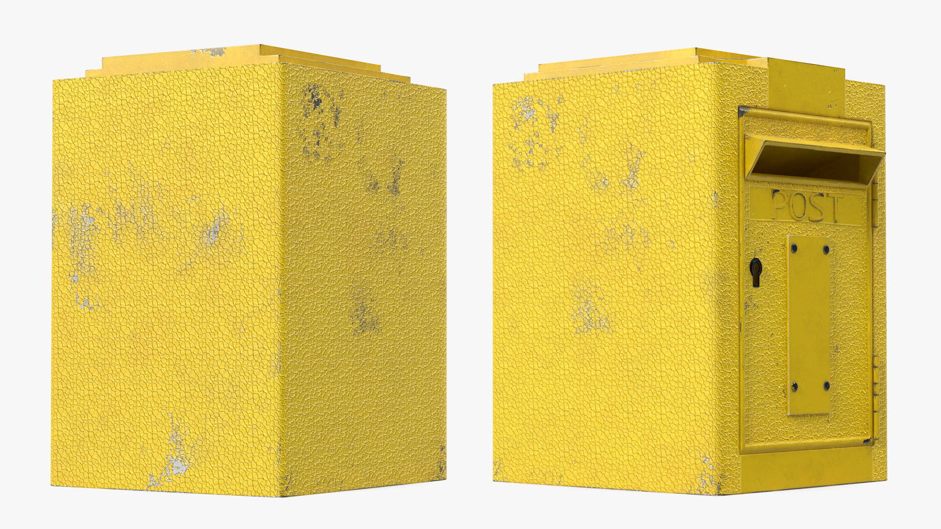 Vintage Wall Mounted Yellow Mailbox Old 3D model