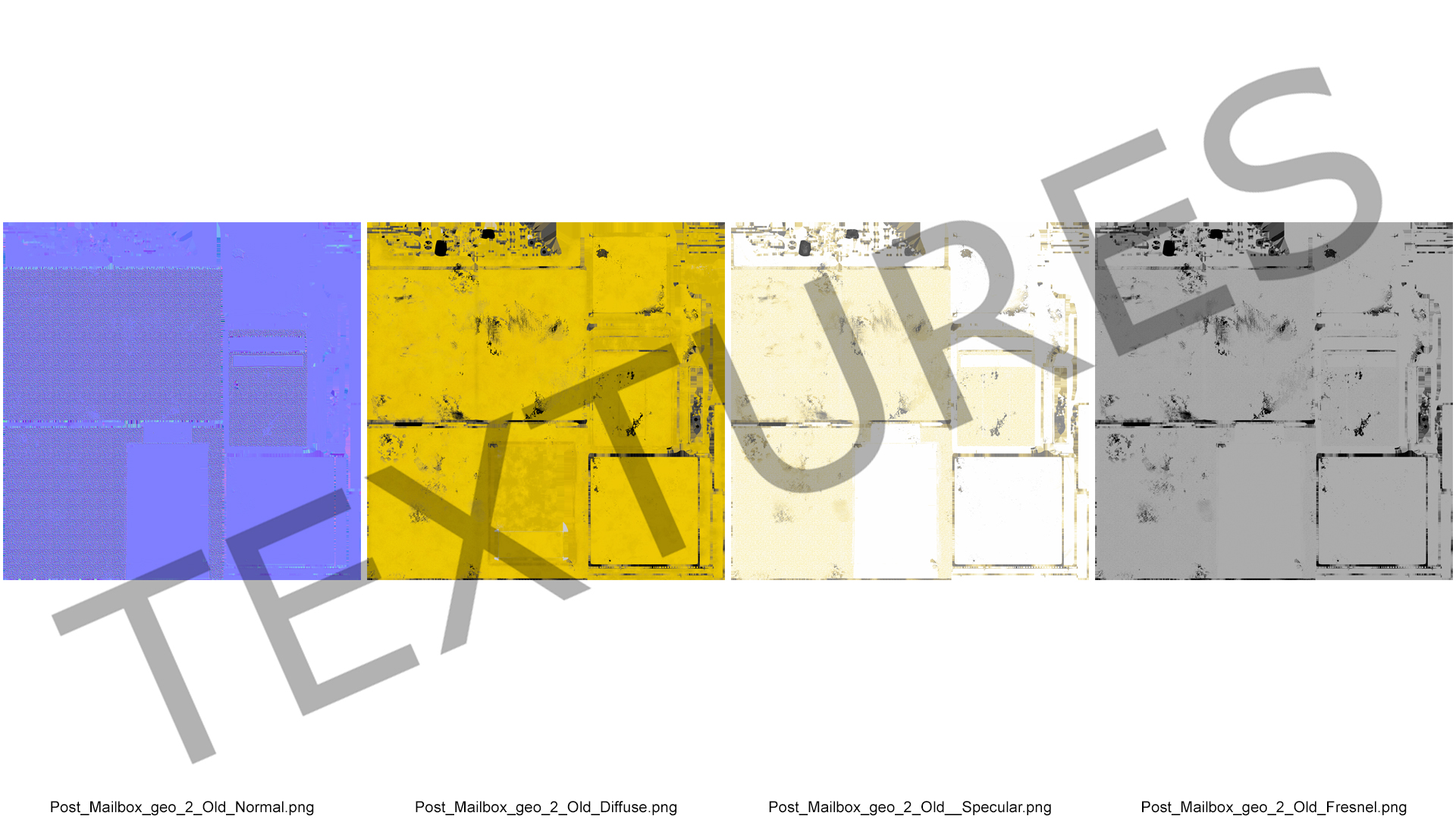 Vintage Wall Mounted Yellow Mailbox Old 3D model