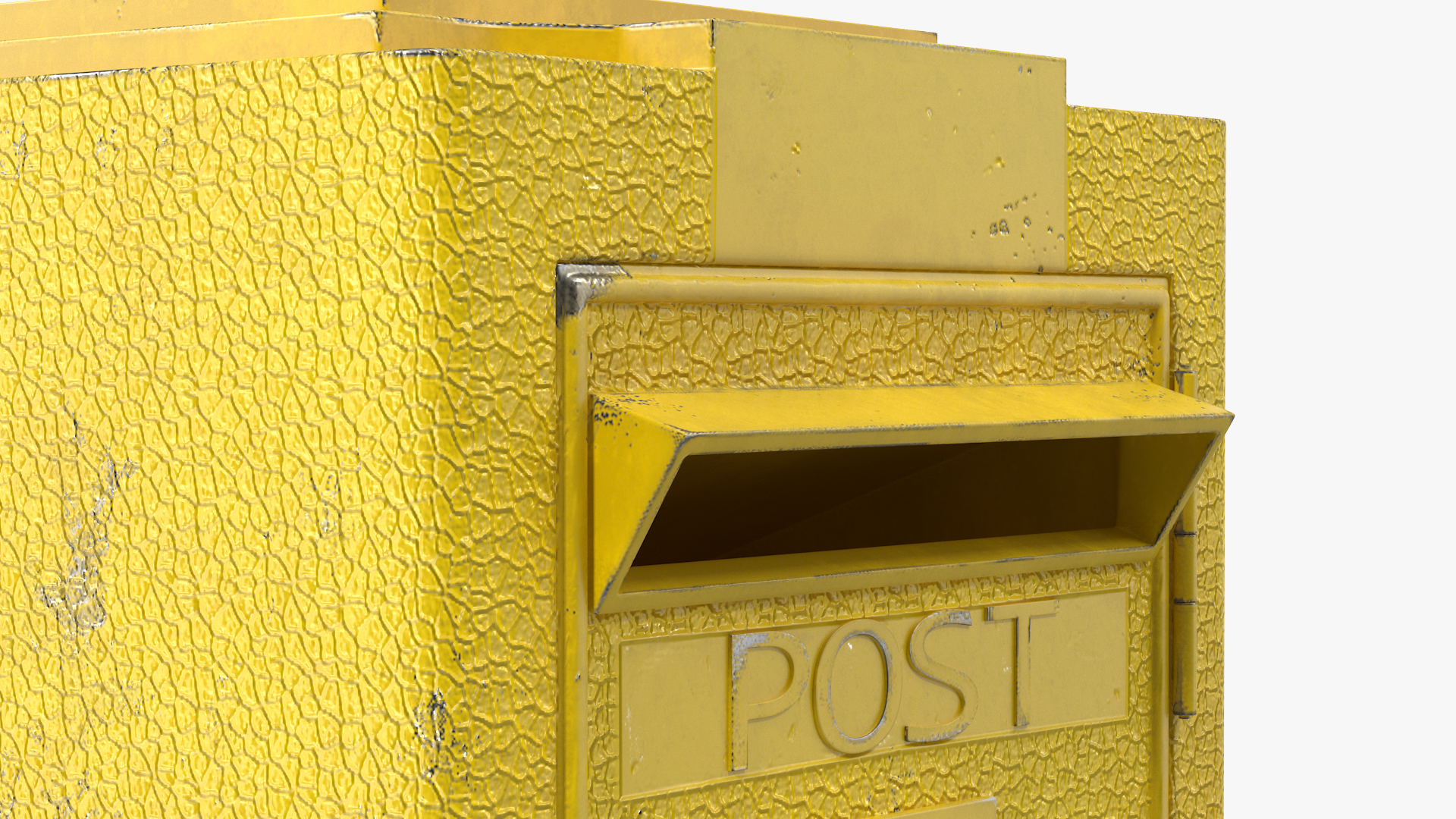 Vintage Wall Mounted Yellow Mailbox Old 3D model