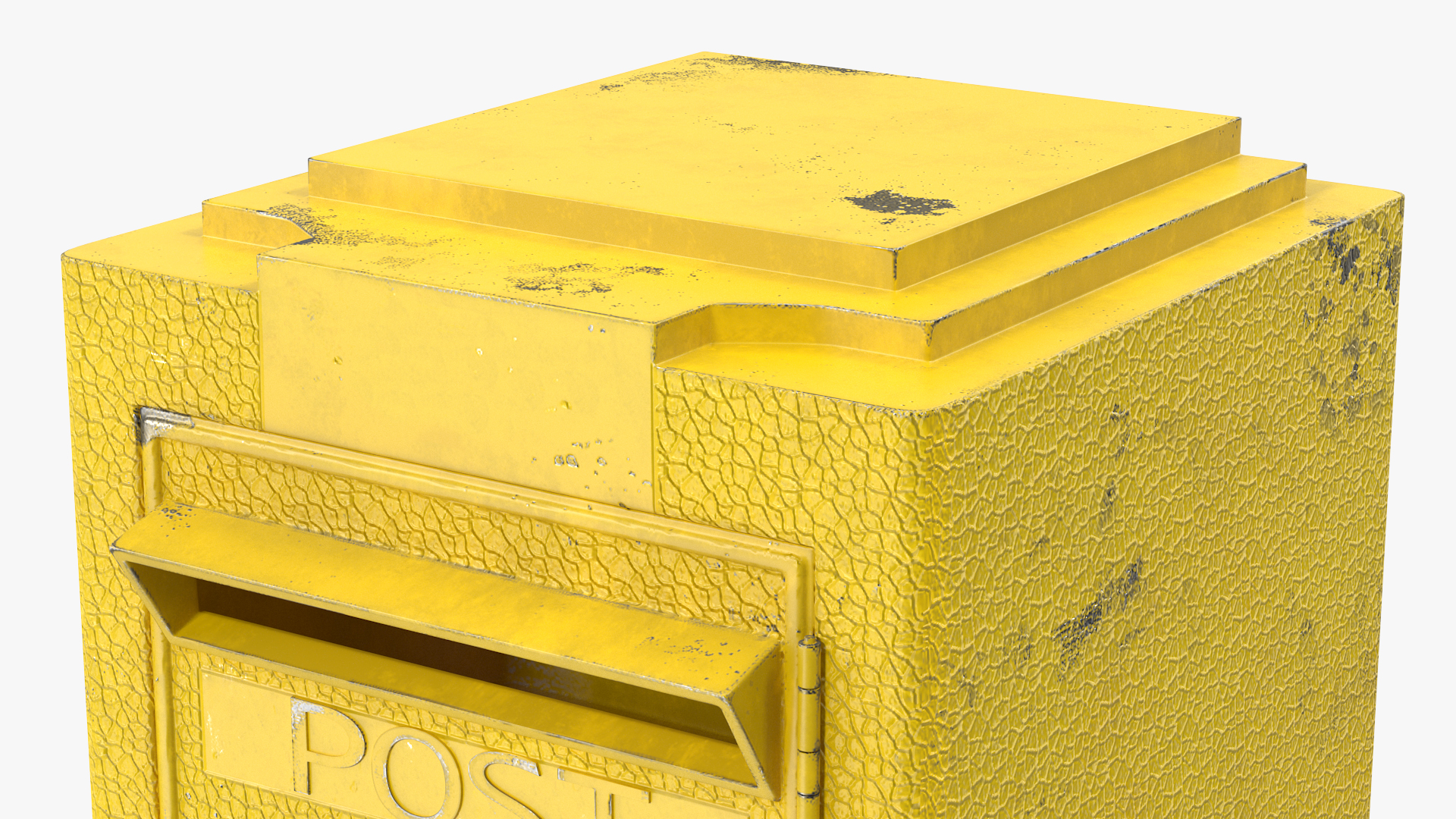 Vintage Wall Mounted Yellow Mailbox Old 3D model