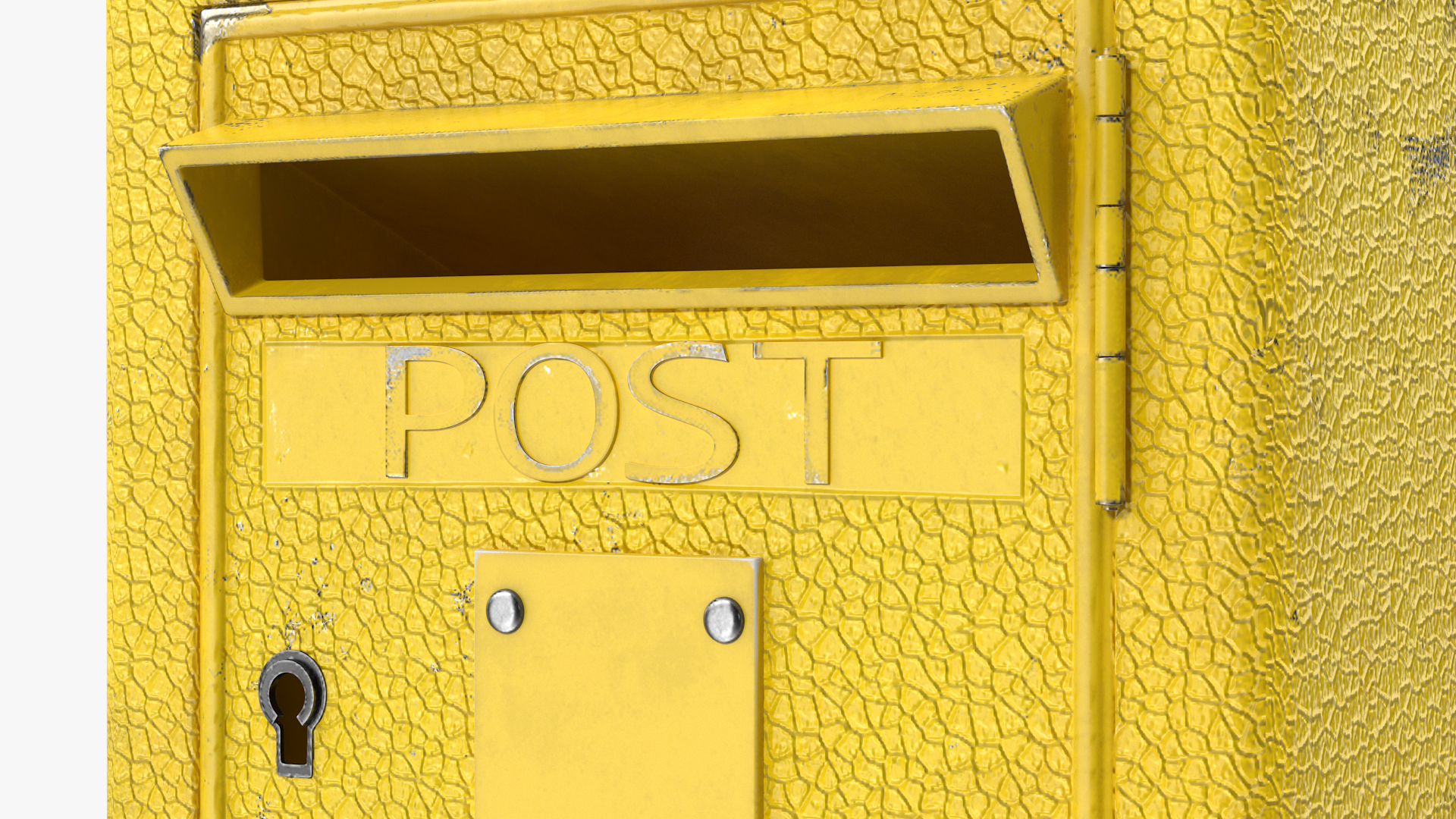 Vintage Wall Mounted Yellow Mailbox Old 3D model