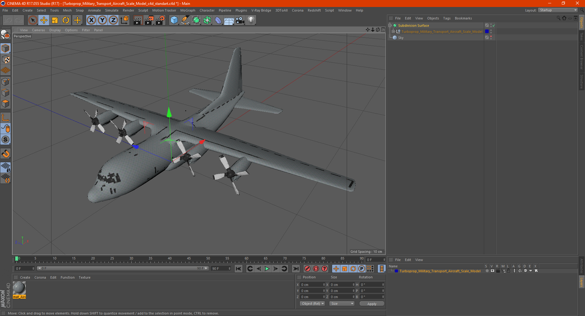 Turboprop Military Transport Aircraft Scale Model 3D model
