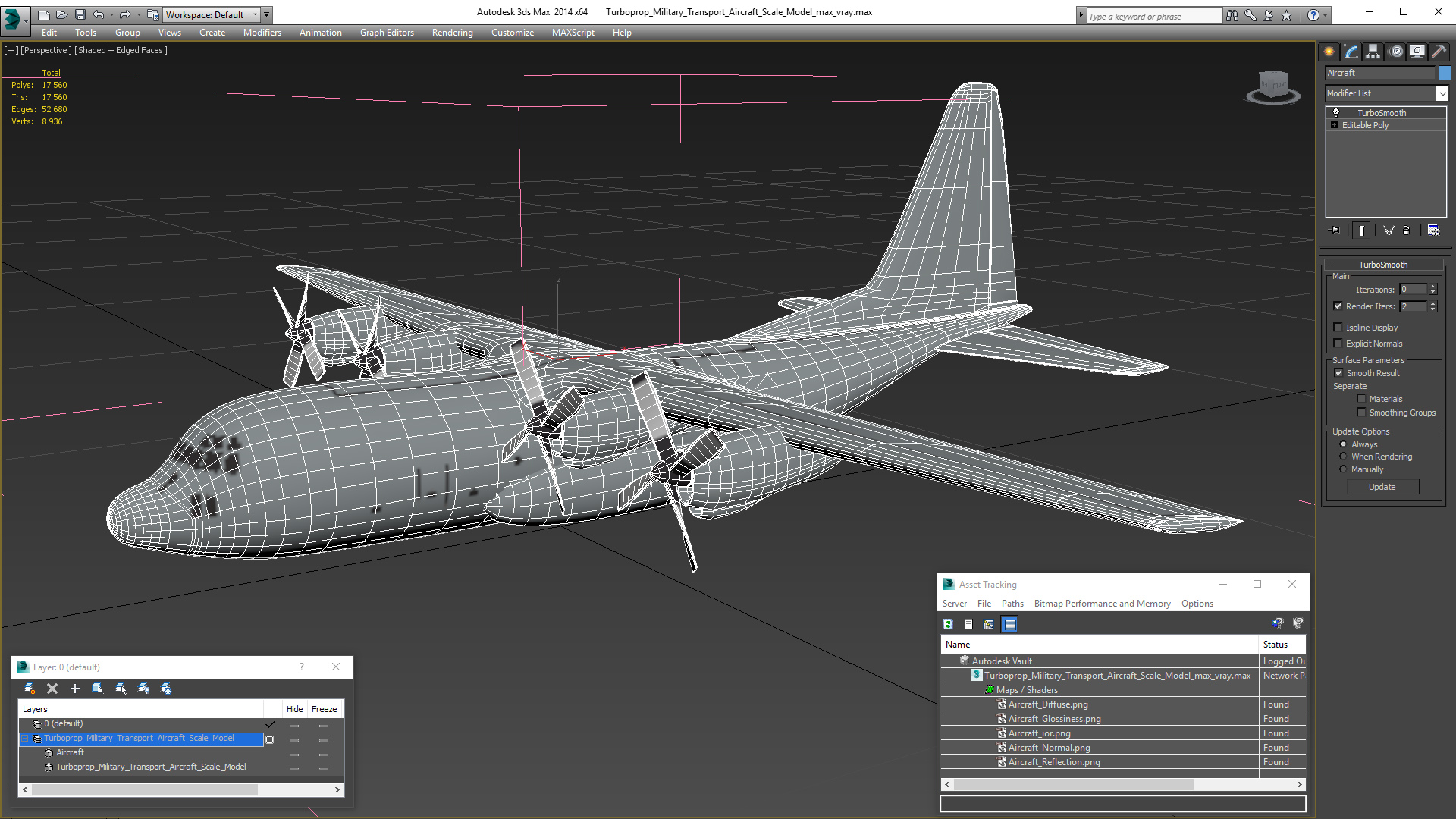 Turboprop Military Transport Aircraft Scale Model 3D model