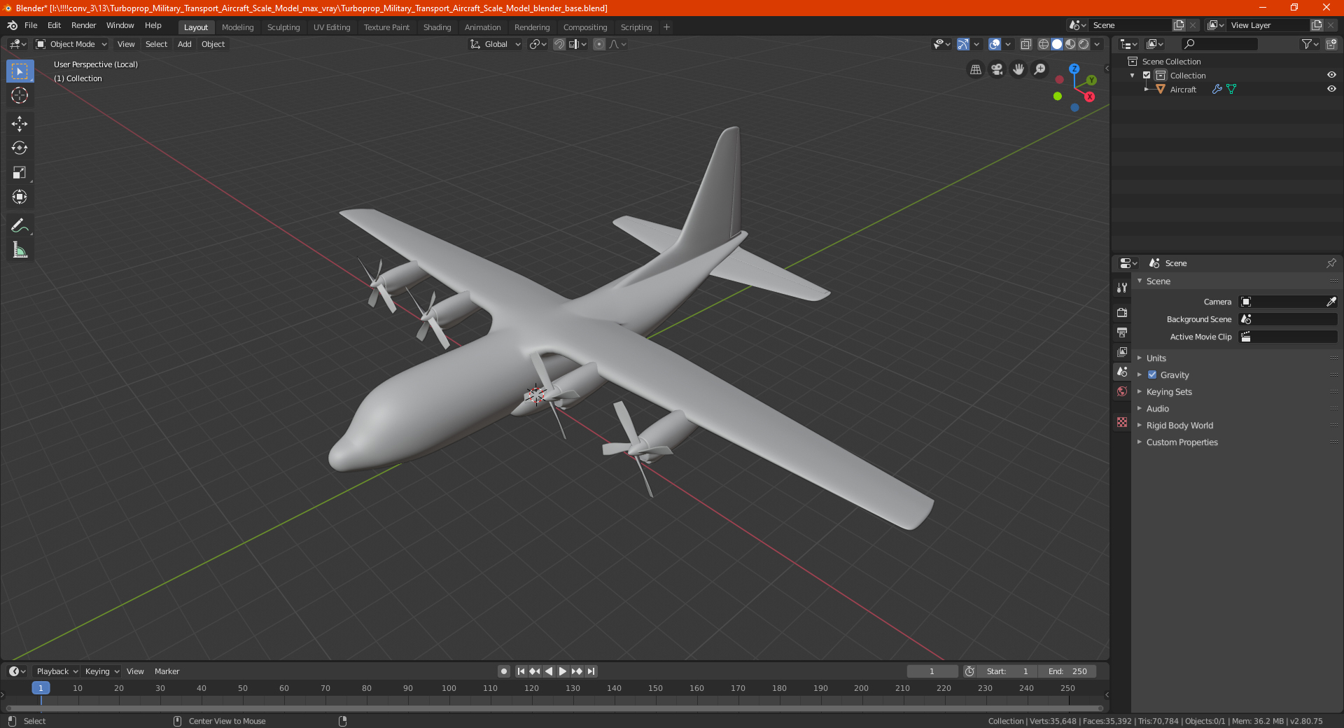 Turboprop Military Transport Aircraft Scale Model 3D model