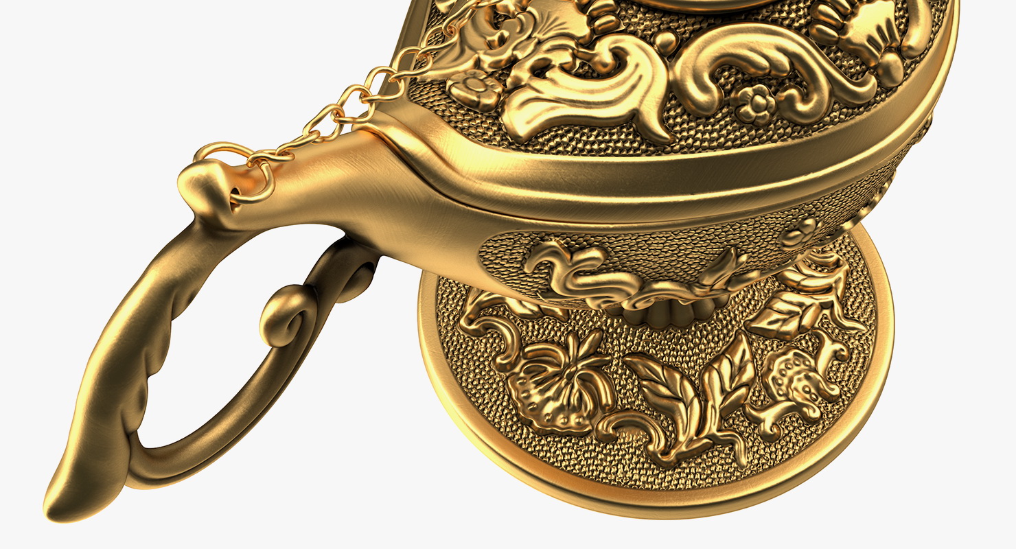 3D Antique Magic Lamp Gold model