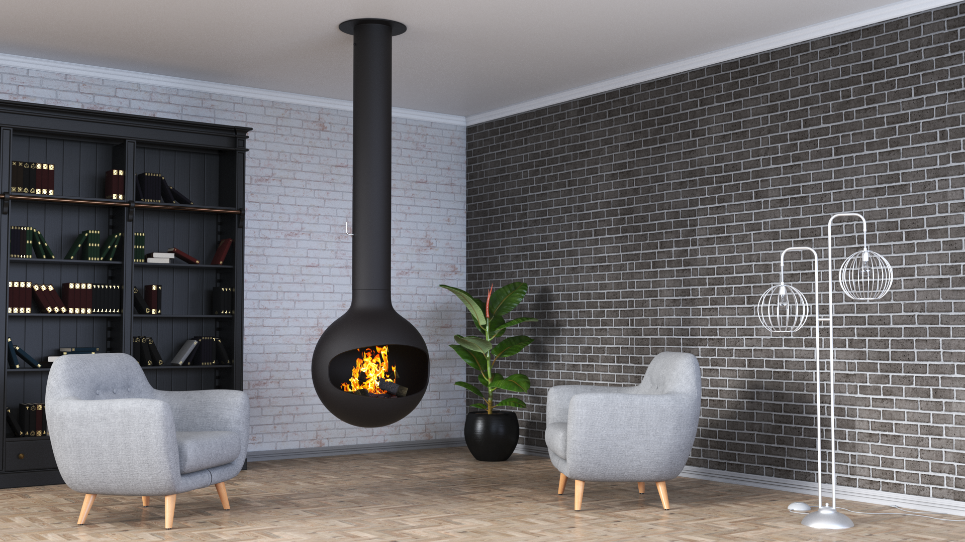 Fireplace Bathyscafocus Porthole with Fire and Wood, view 6