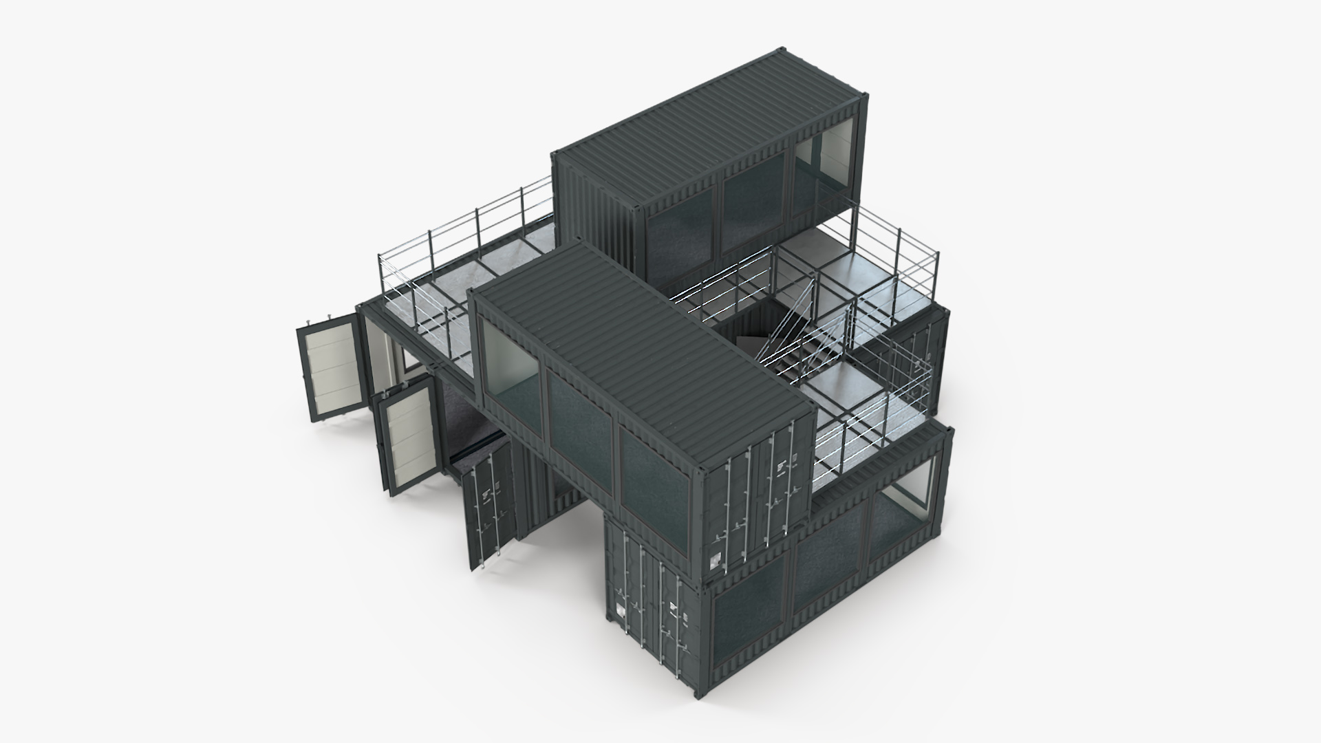 Container Office Black 3D