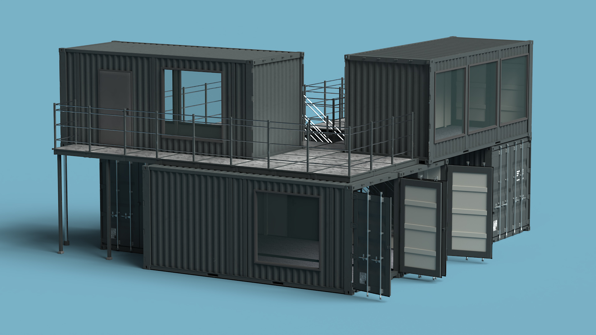Container Office Black 3D