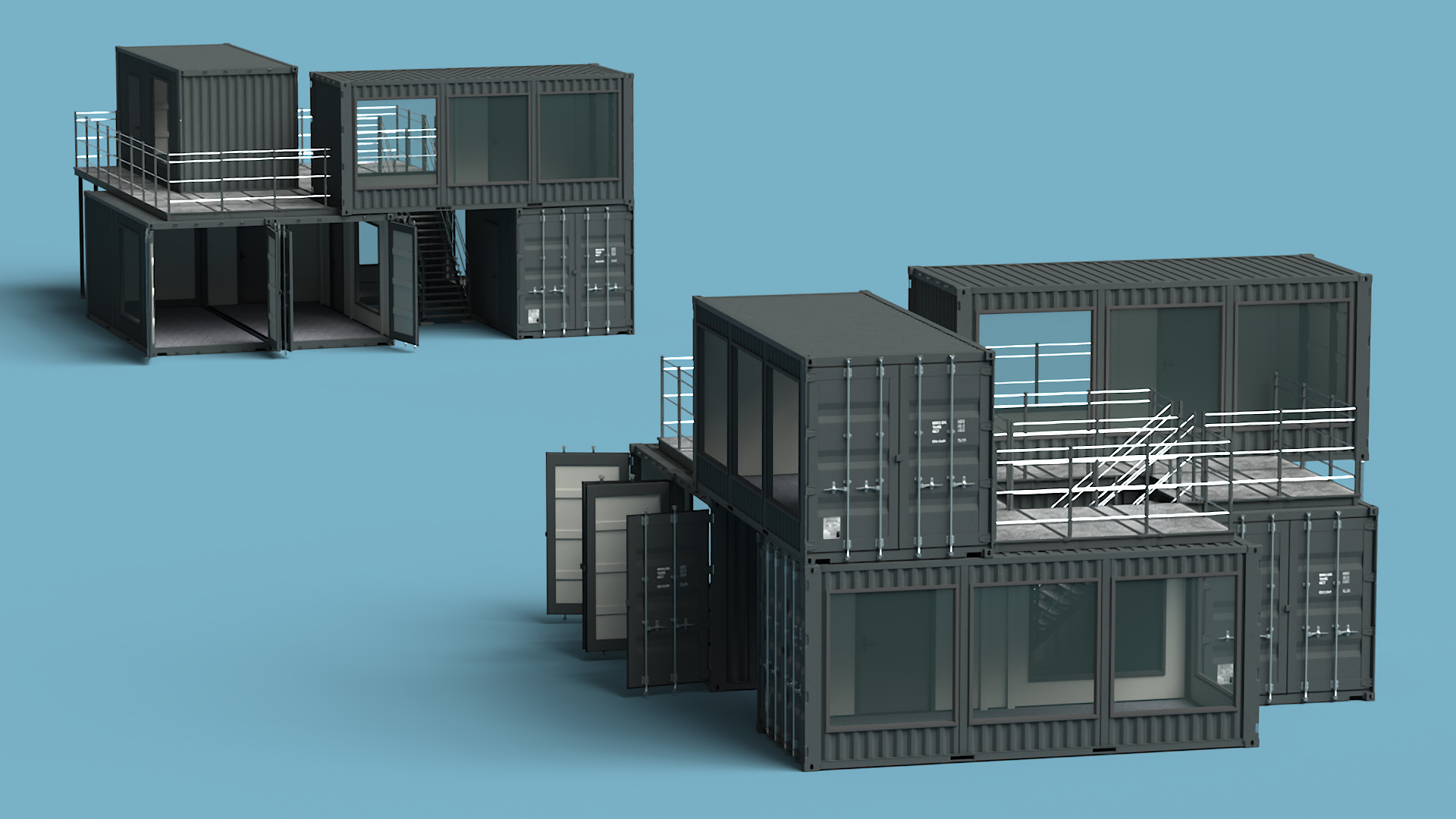 Container Office Black 3D