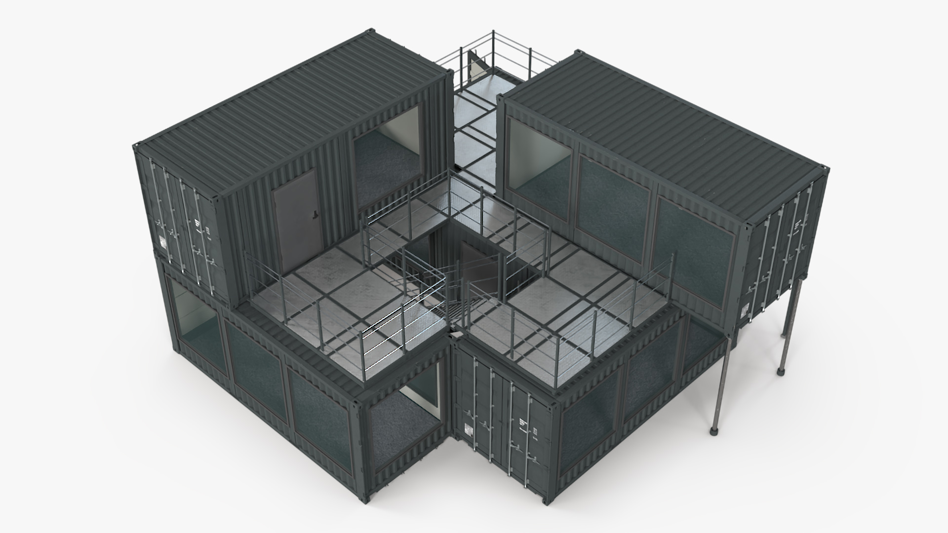 Container Office Black 3D