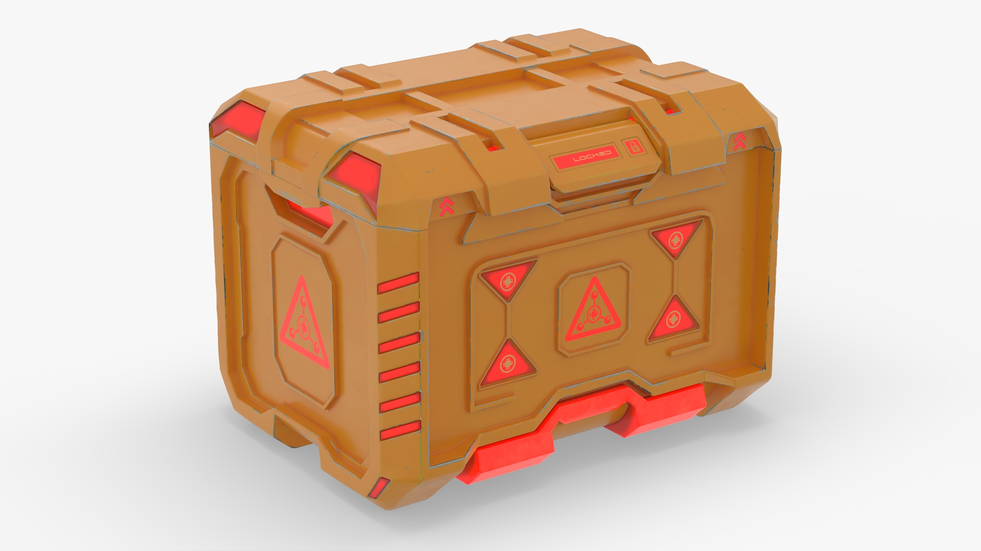 Sci-Fi Storage Crate Orange Locked 3D model