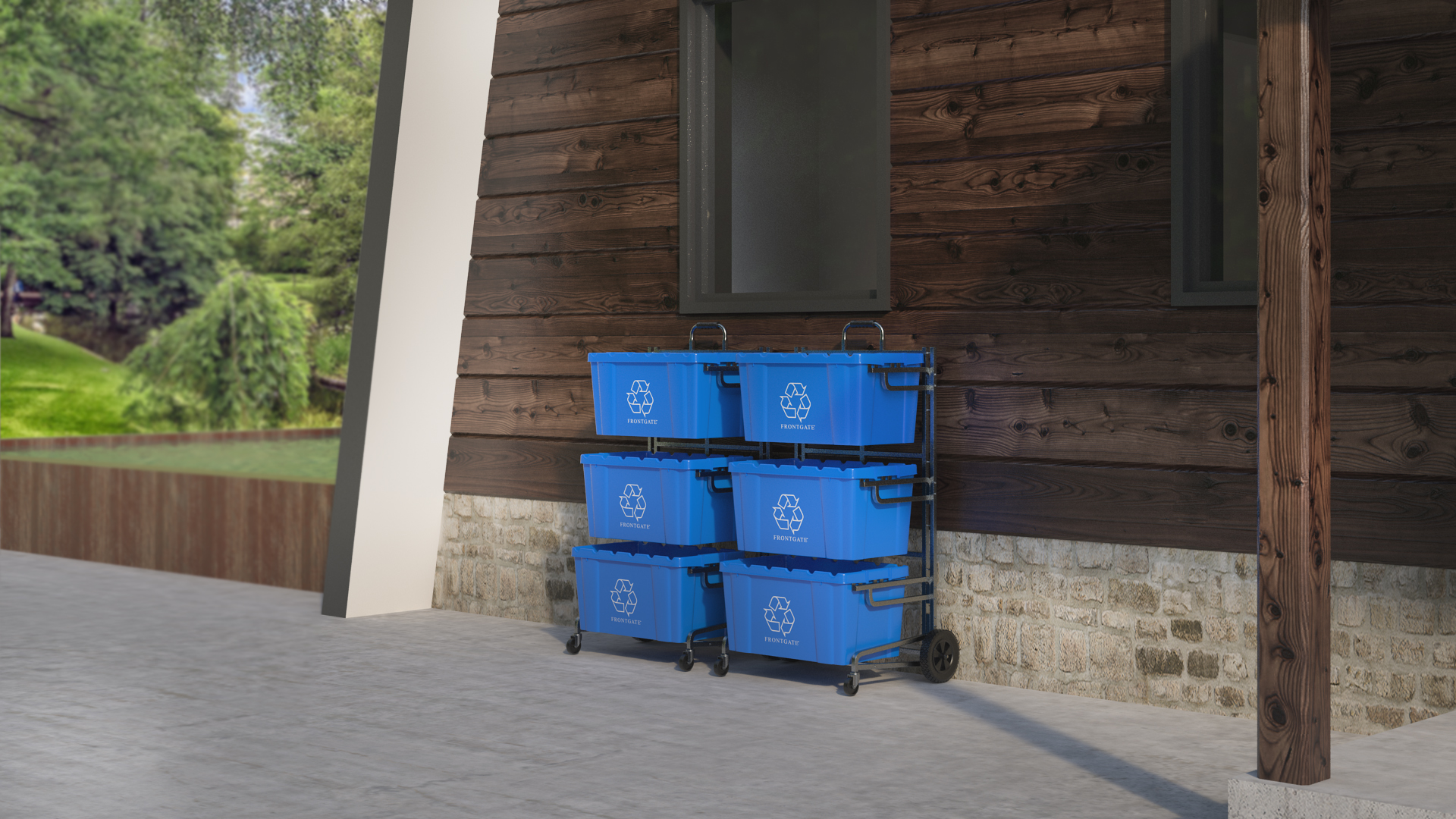 Frontgate Recycling Cart with Bins 3D model