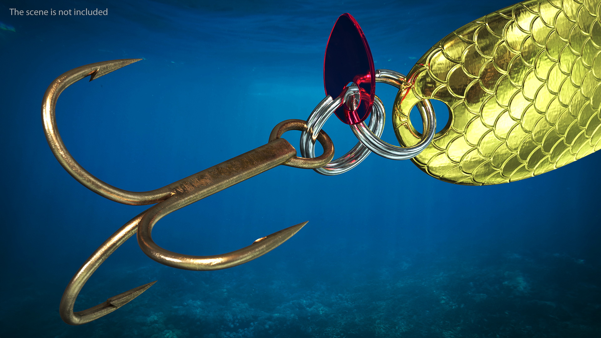 Gold Trolling Spoon Lure 3D model