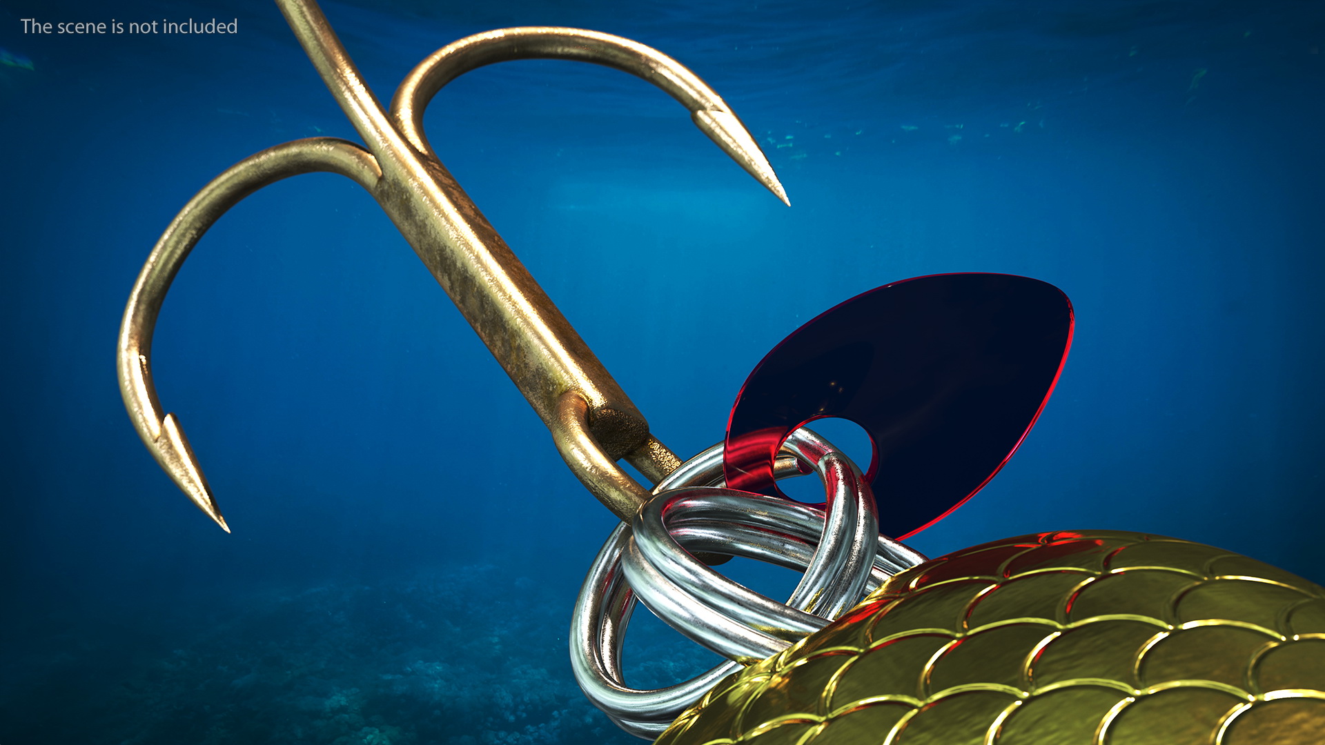 Gold Trolling Spoon Lure 3D model