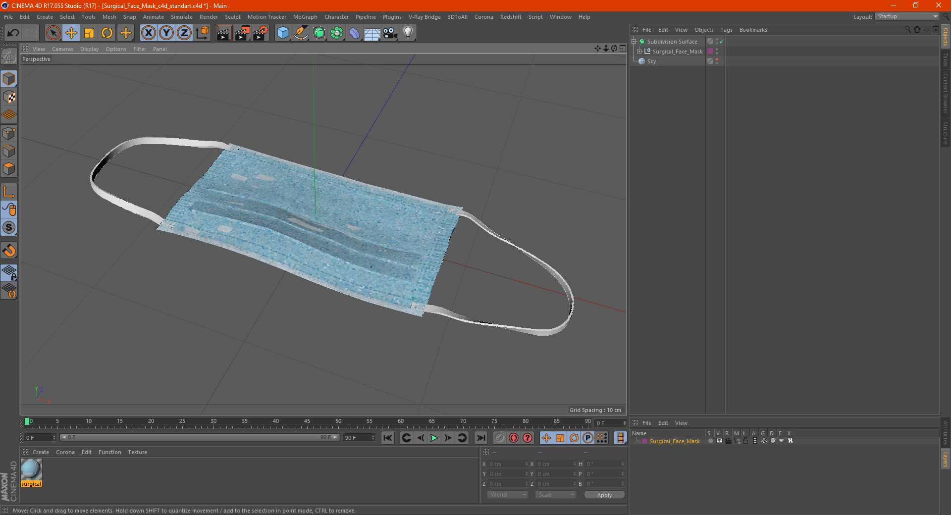 3D Surgical Face Mask model