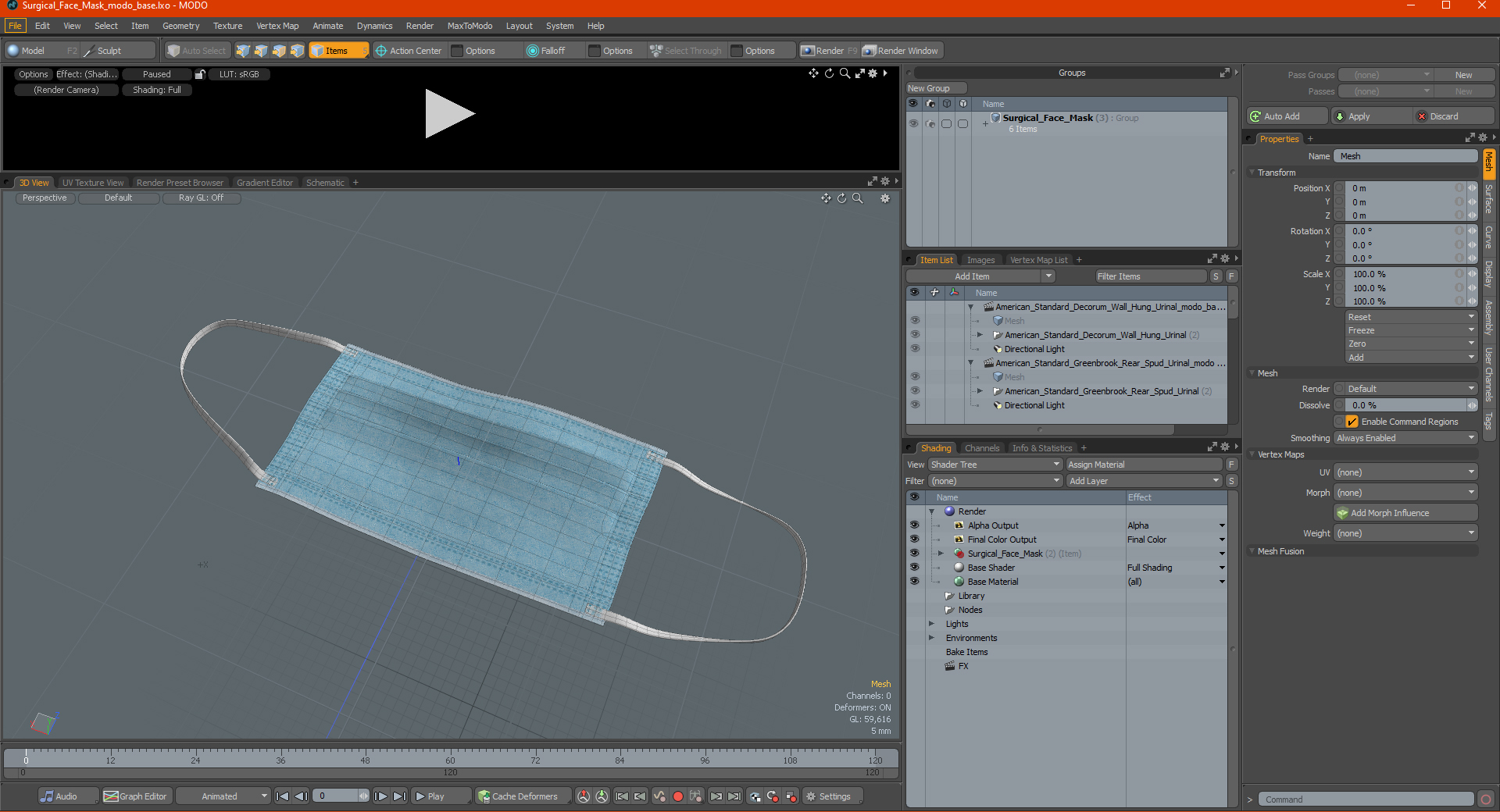 3D Surgical Face Mask model