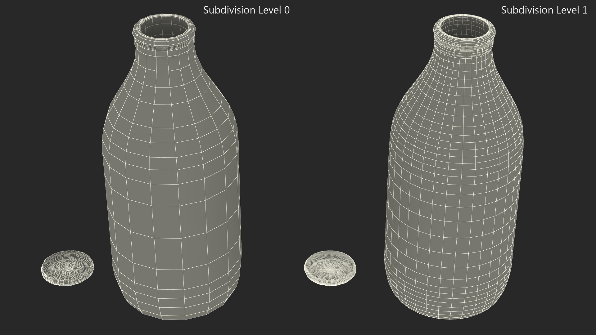 3D Opened Bottle of Skimmed Milk with Foil Cap model