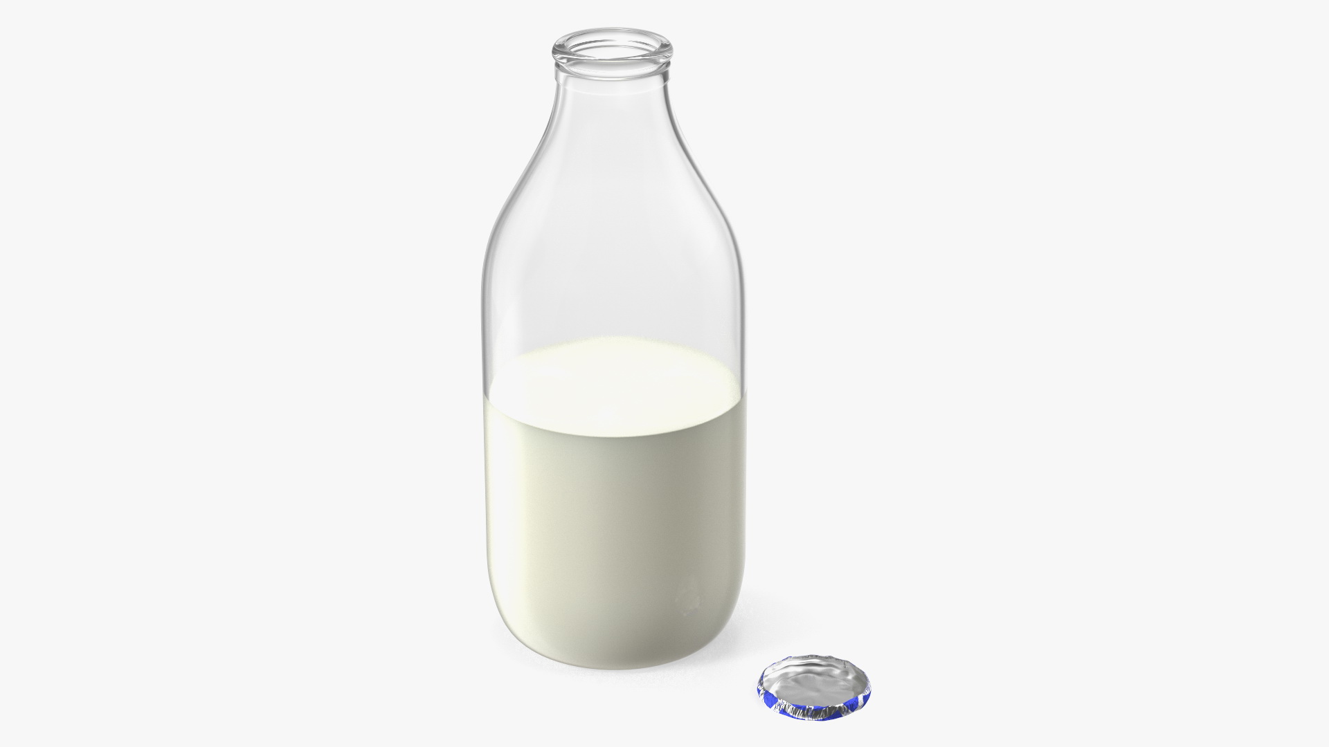 3D Opened Bottle of Skimmed Milk with Foil Cap model