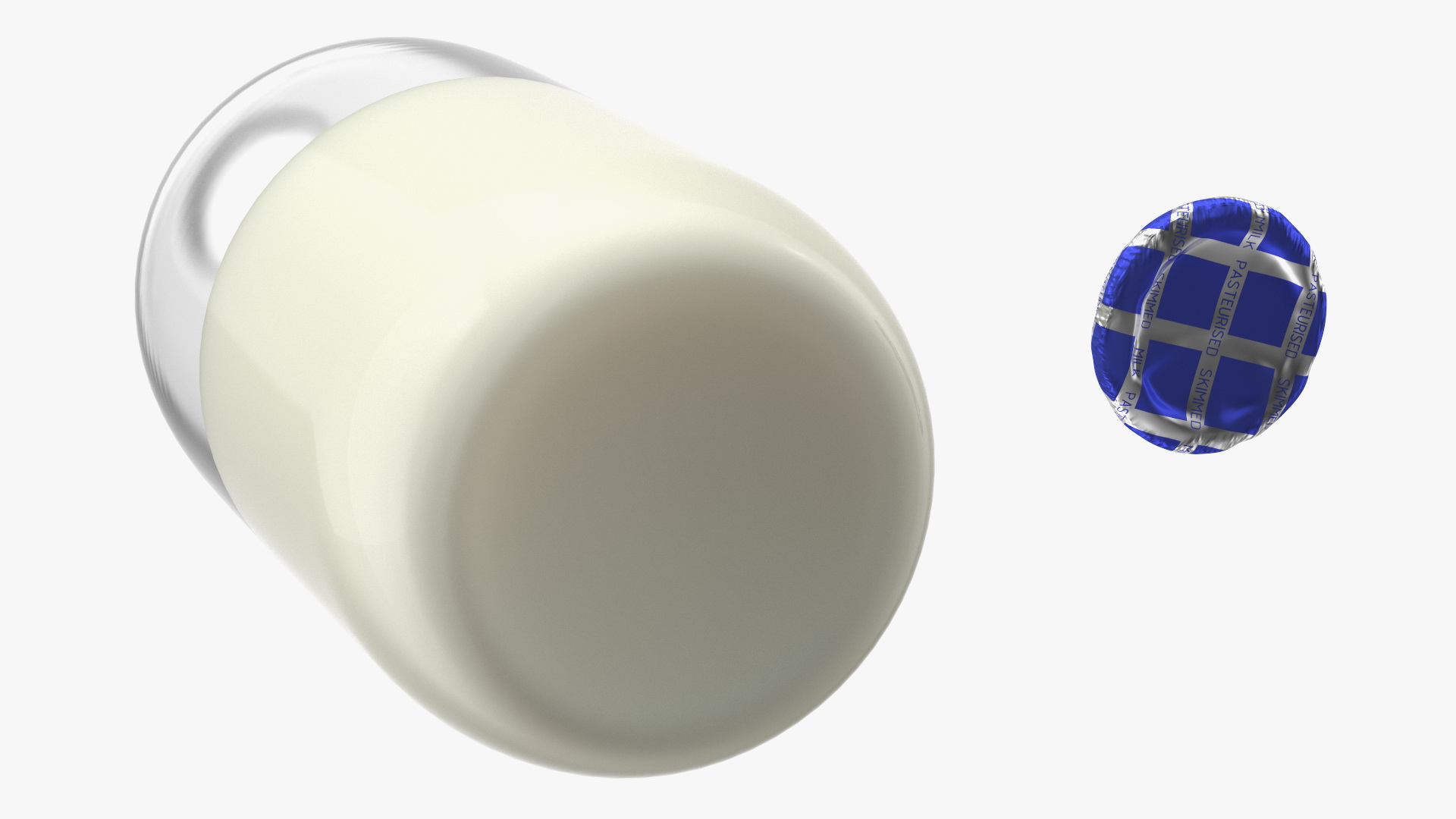 3D Opened Bottle of Skimmed Milk with Foil Cap model