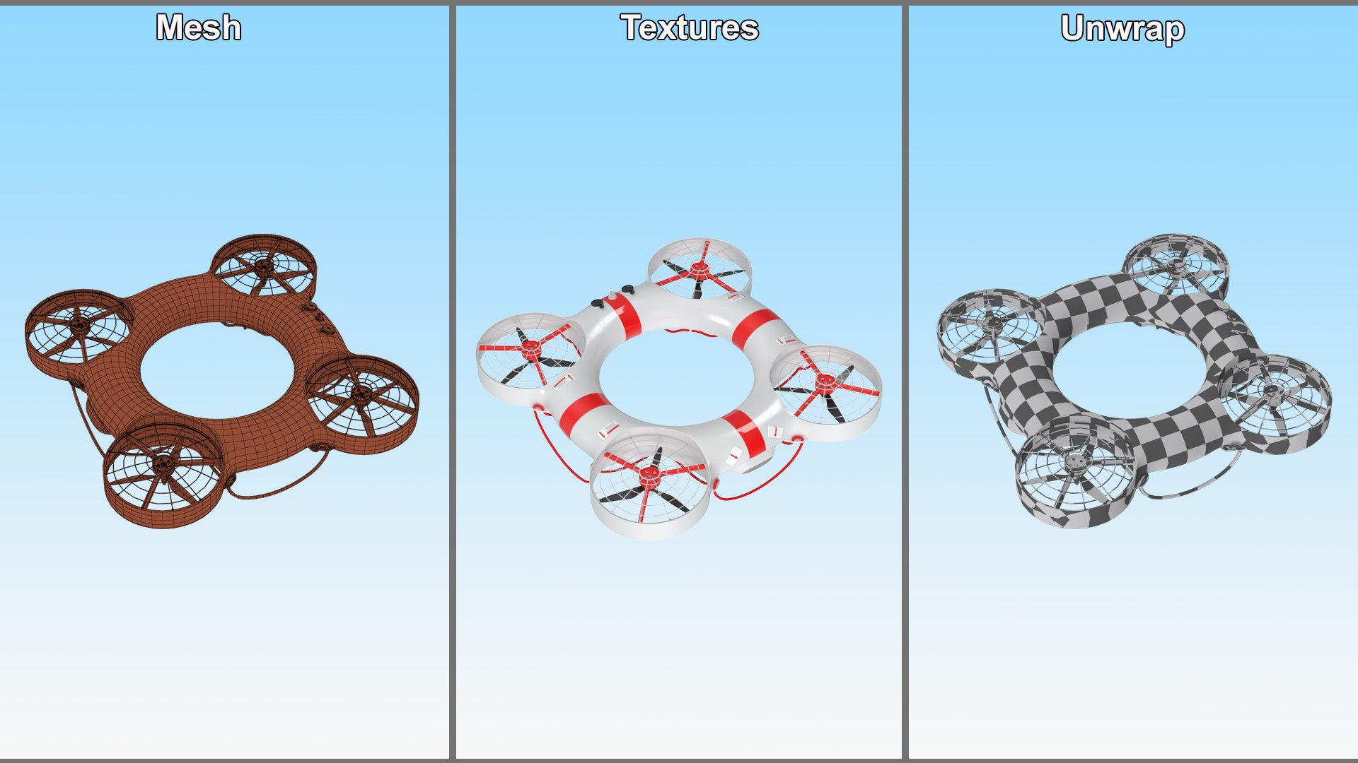 3D model Hybrid Rescue Drone White
