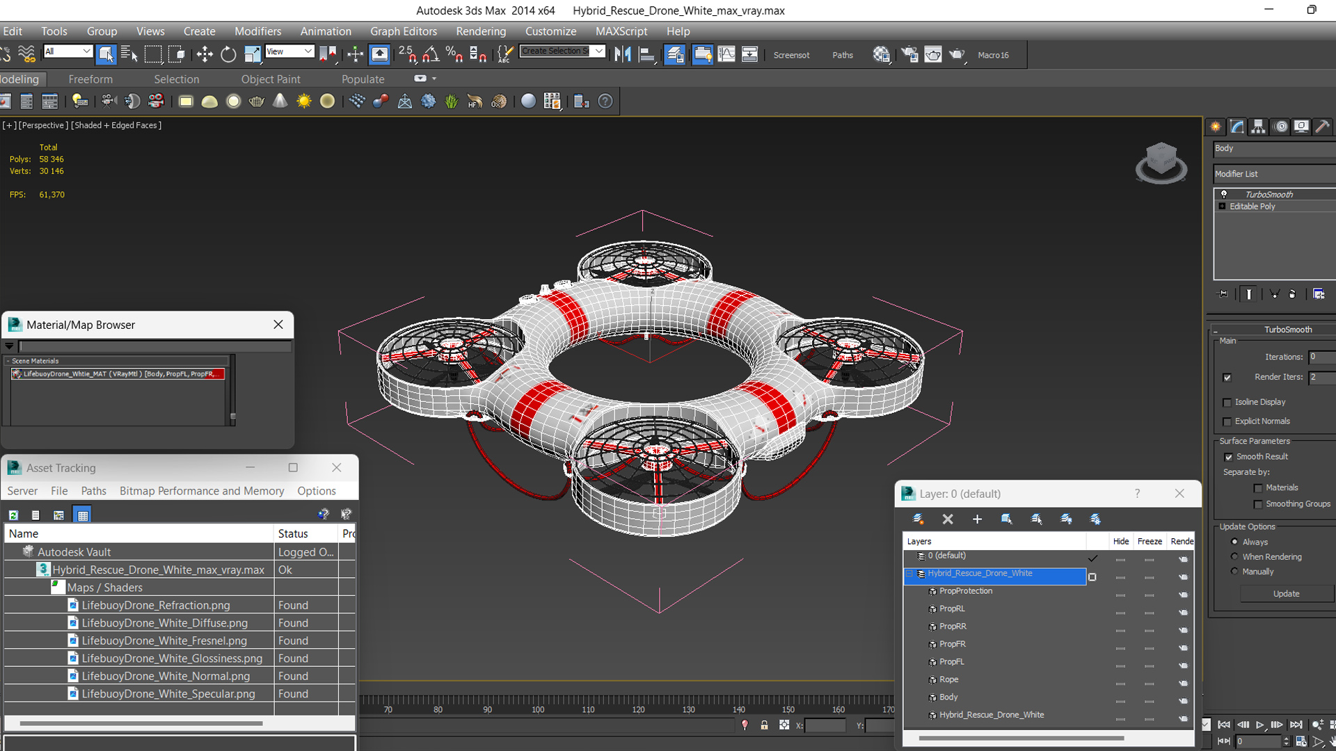 3D model Hybrid Rescue Drone White