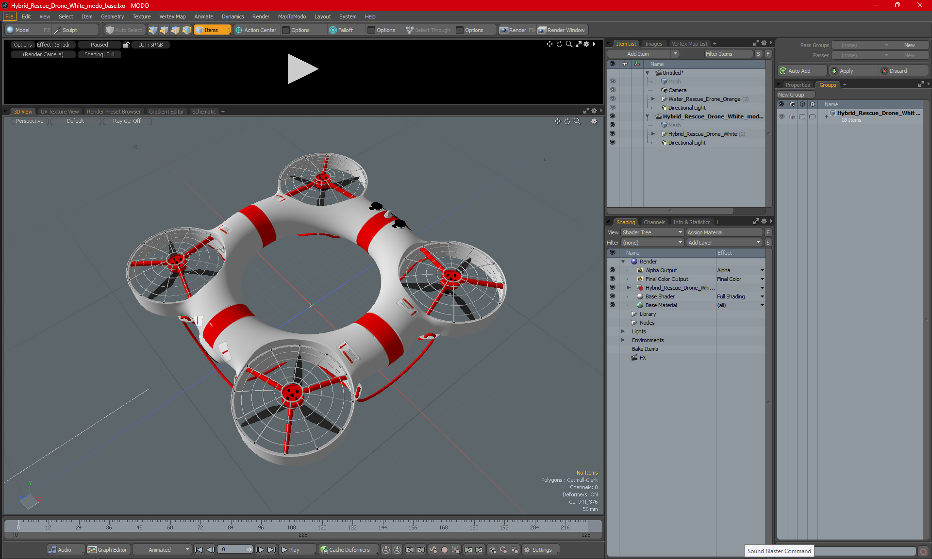 3D model Hybrid Rescue Drone White