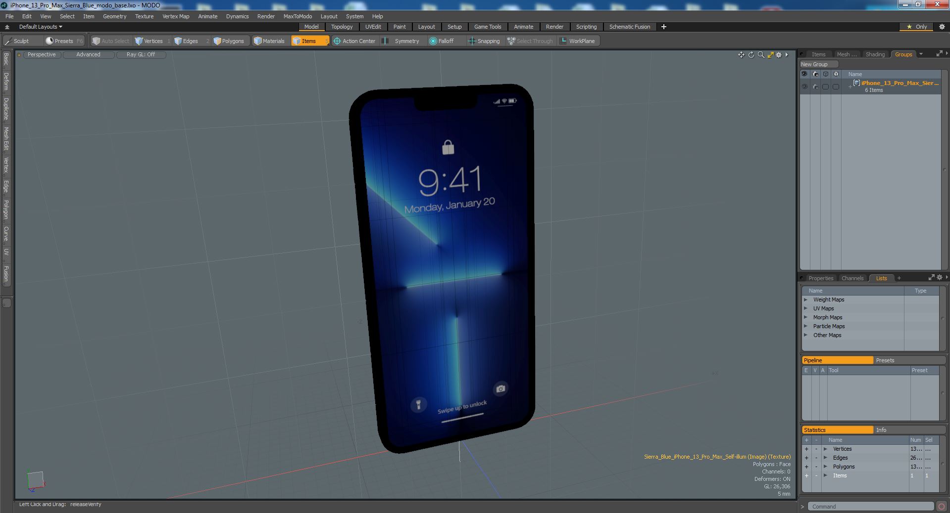 iPhone 13 Pro Max Sierra Blue 3D model