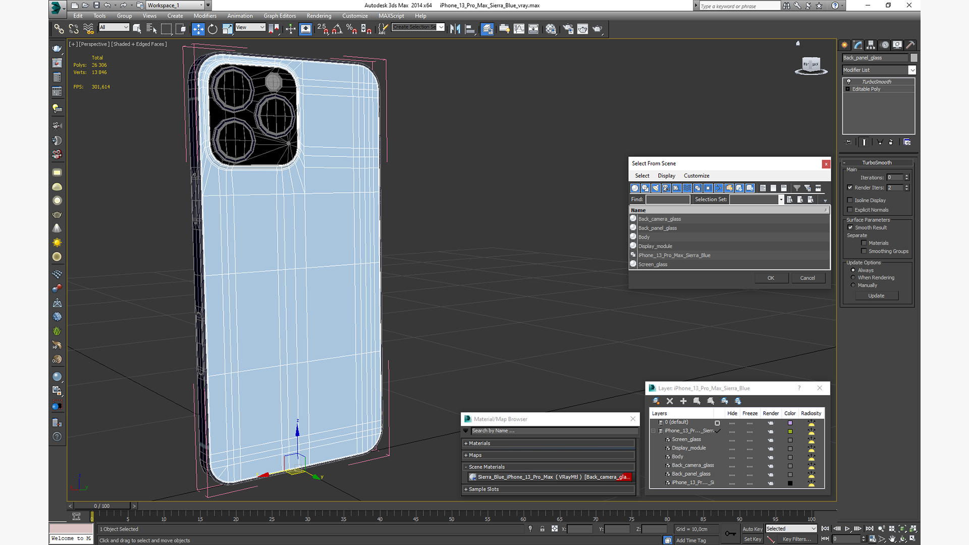 iPhone 13 Pro Max Sierra Blue 3D model