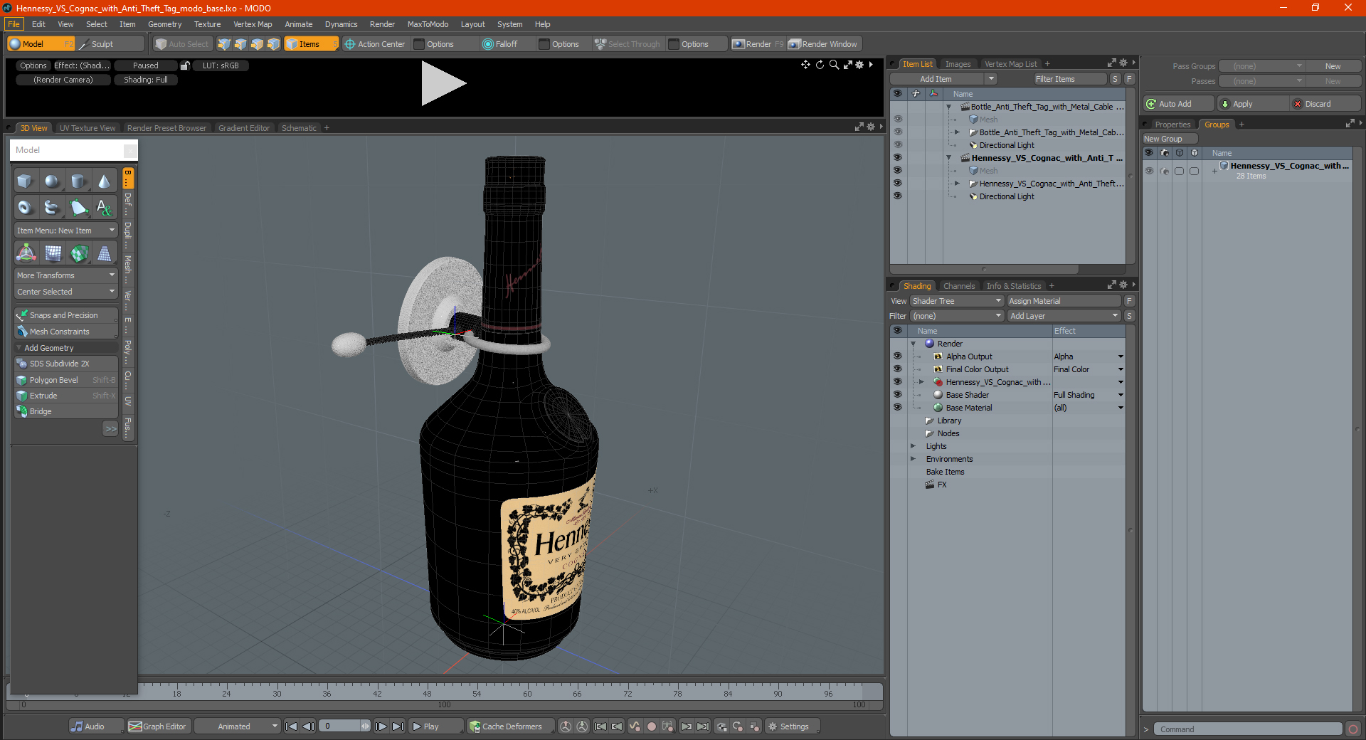 3D Hennessy VS Cognac with Anti Theft Tag model