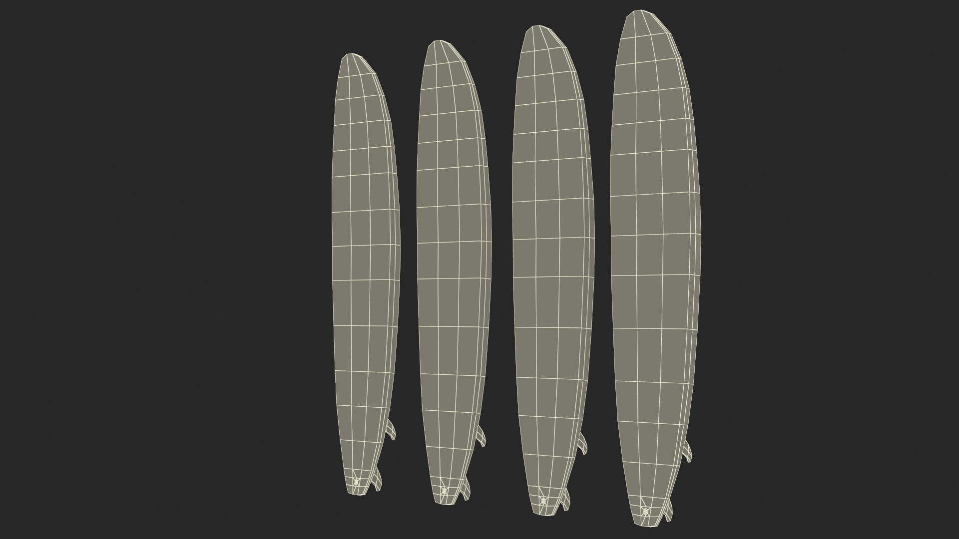 Classic Longboard Surfboards Set 3D