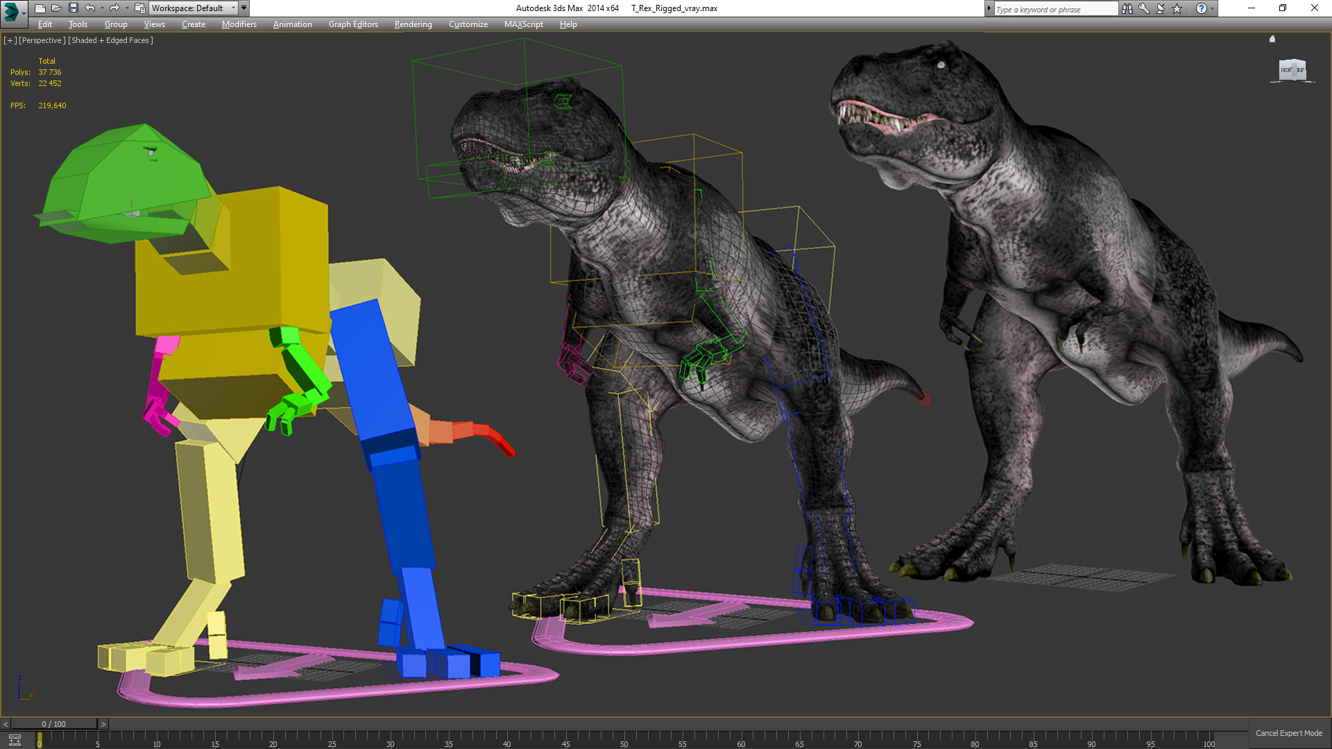 T Rex Rigged 3D