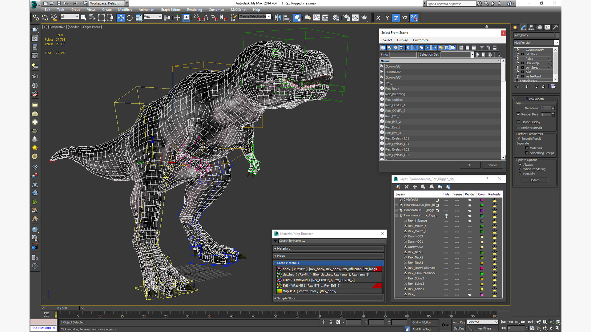 T Rex Rigged 3D