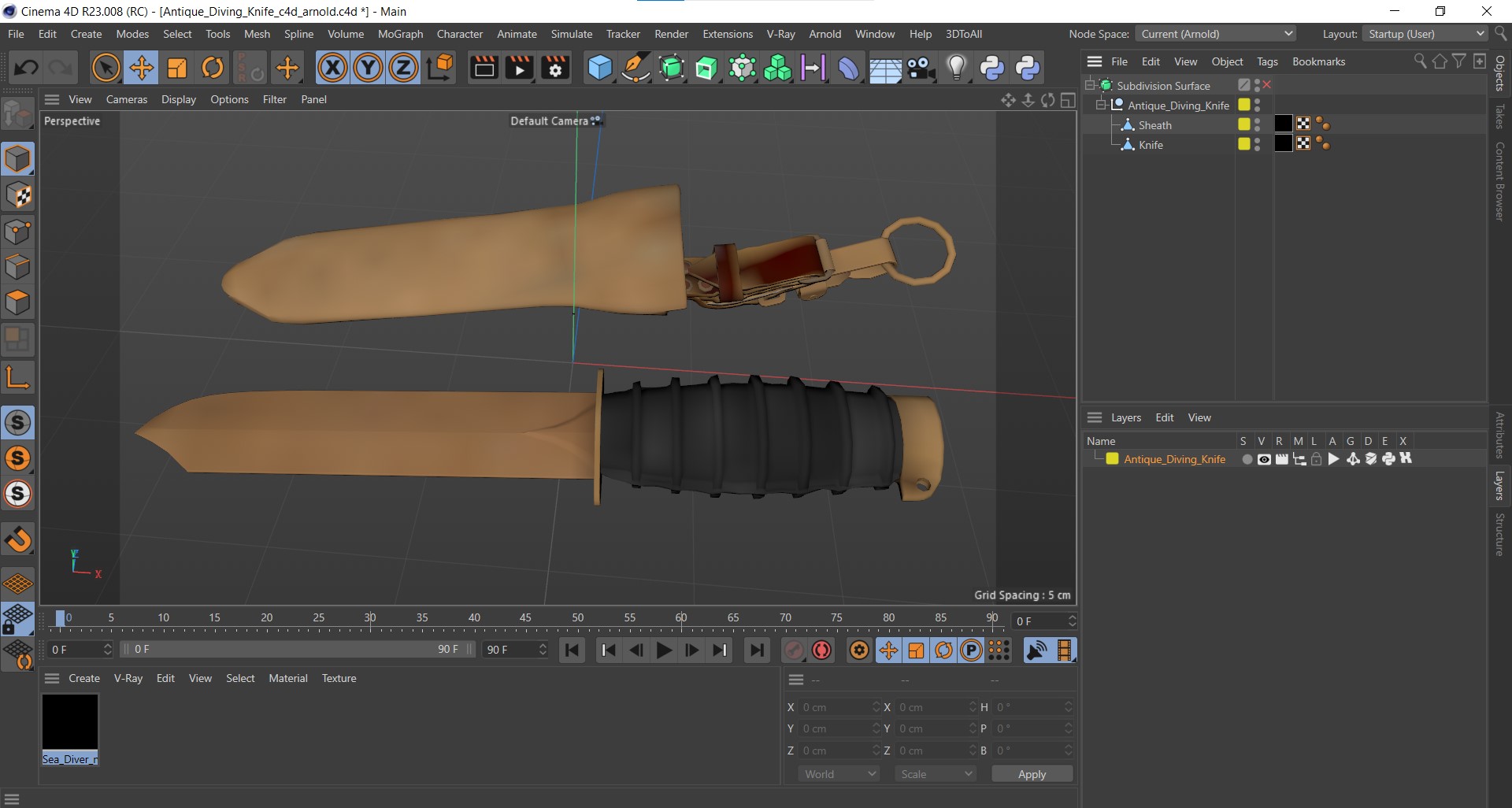 3D model Antique Diving Knife