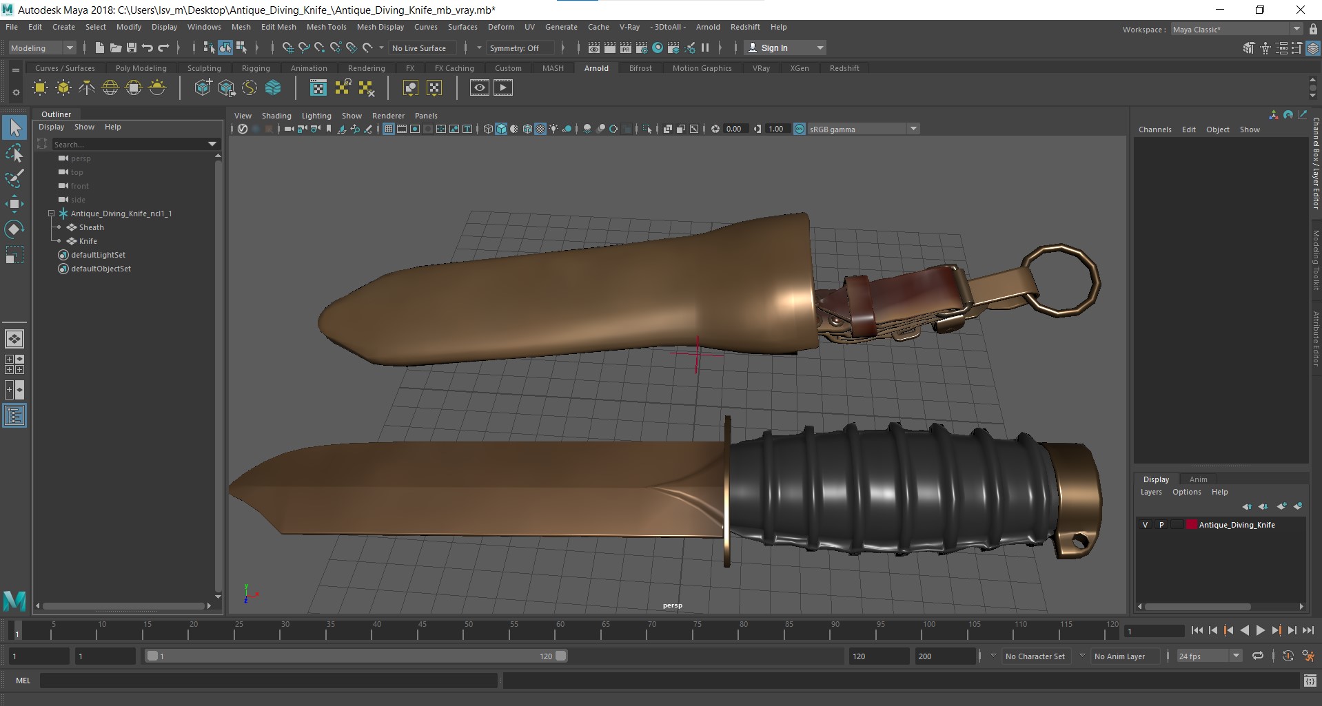 3D model Antique Diving Knife