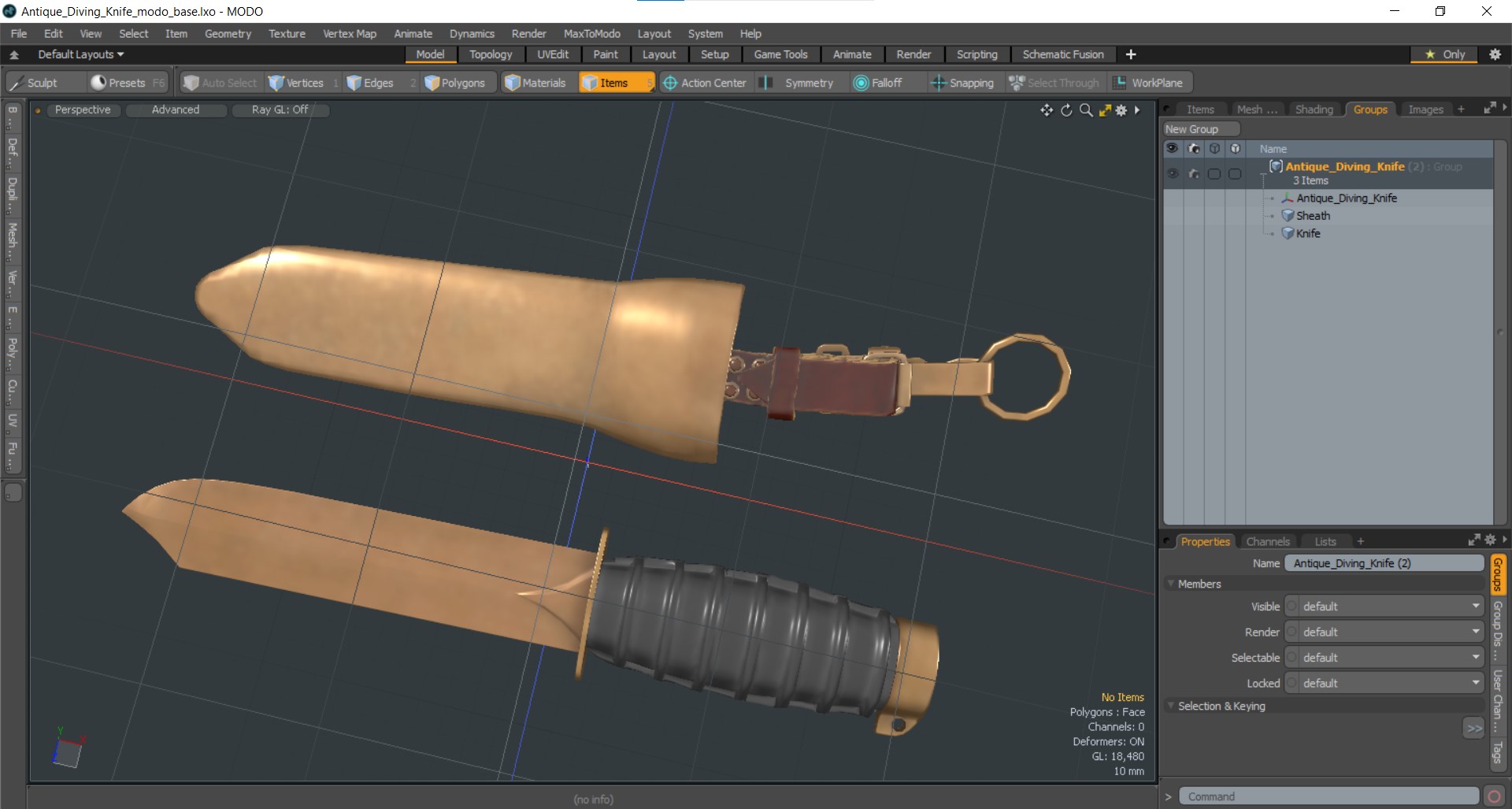 3D model Antique Diving Knife